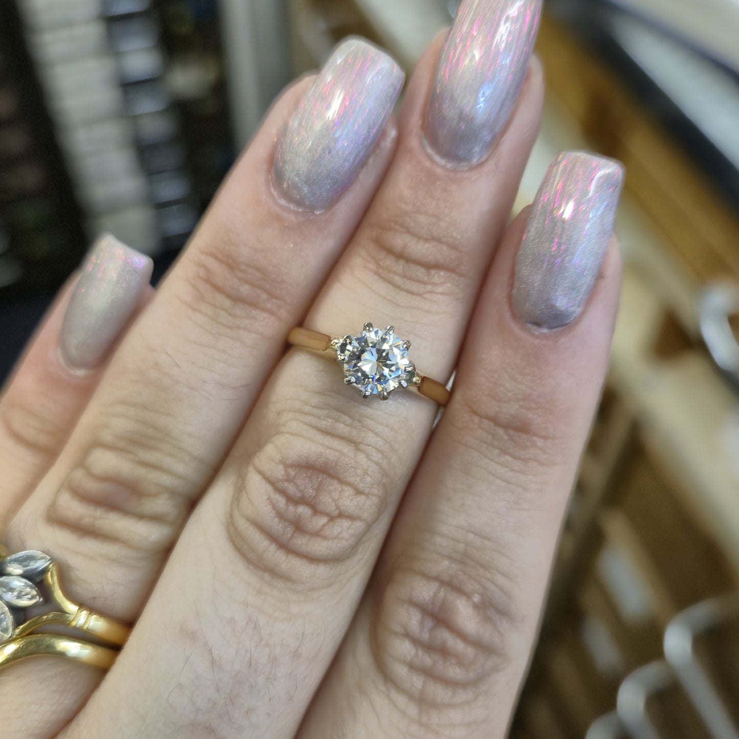 18ct Yellow Gold Vintage Diamond Solitaire Ring 0.95ct