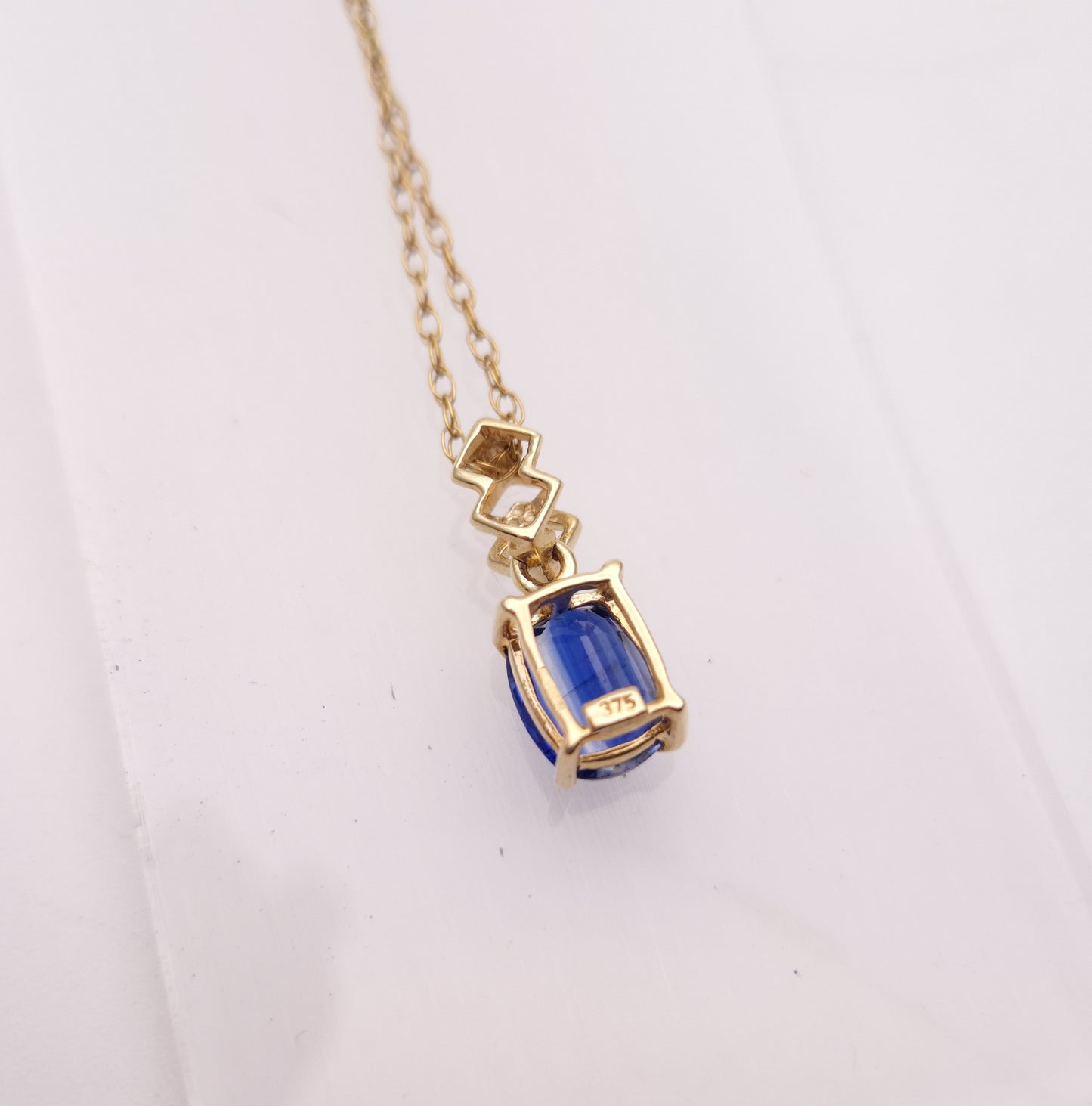 9ct Yellow Gold Kyanite and Diamond Pendant and Chain Necklace