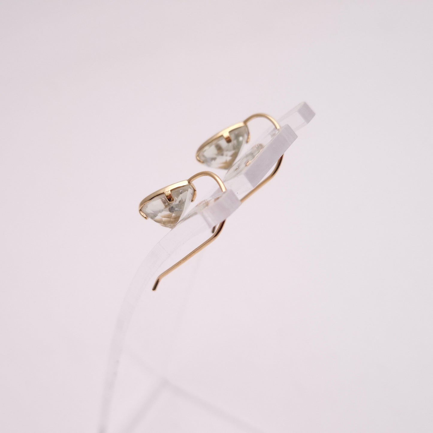 9ct Yellow Gold Teardrop Praseolite Drop Earrings
