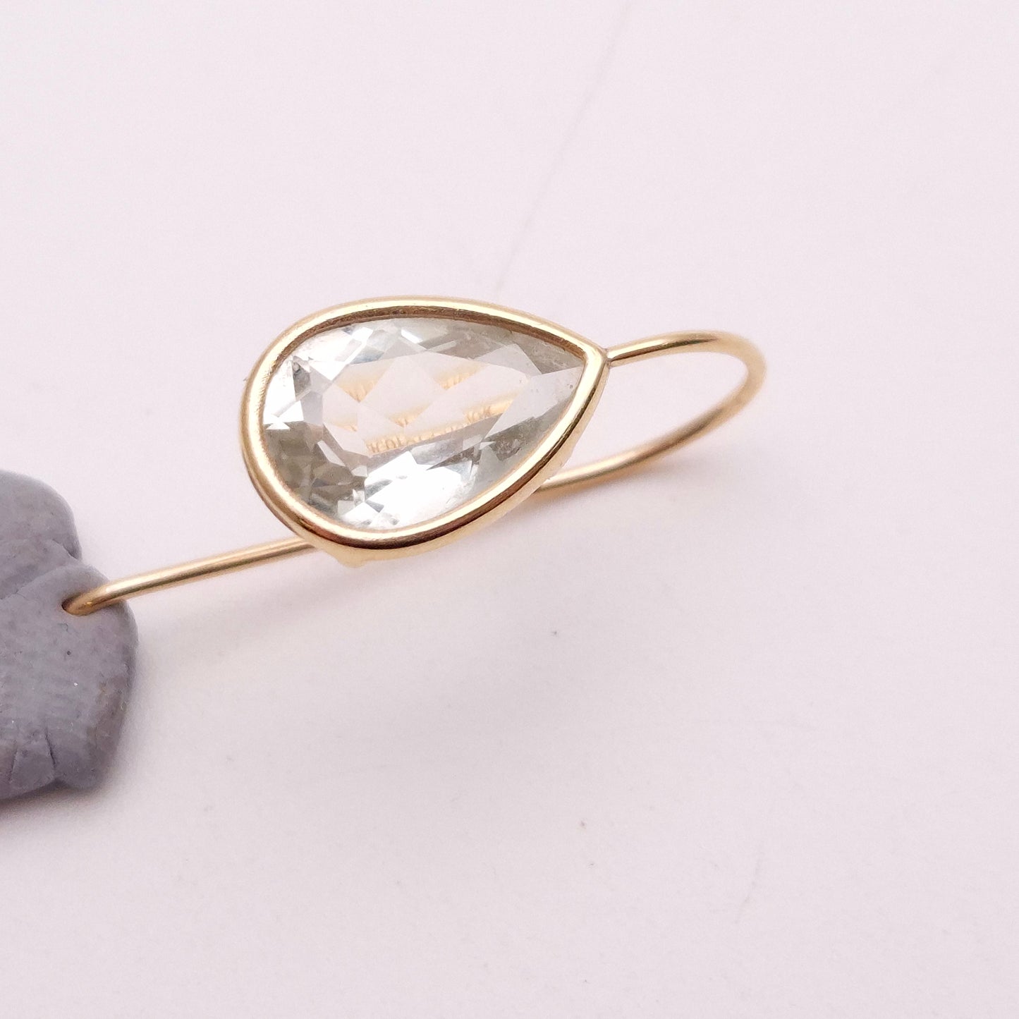 9ct Yellow Gold Teardrop Praseolite Drop Earrings