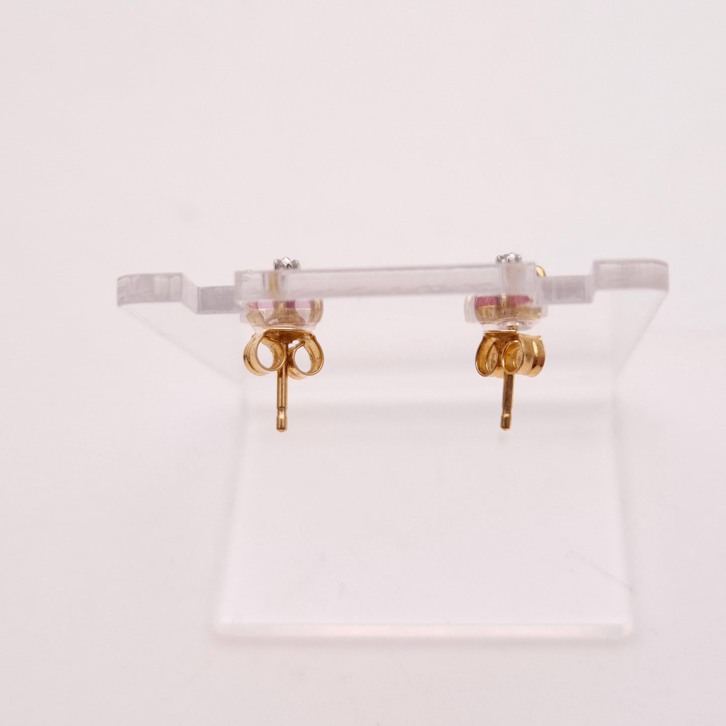 9ct Yellow Gold Ruby and Diamond Trefoil Stud Earrings
