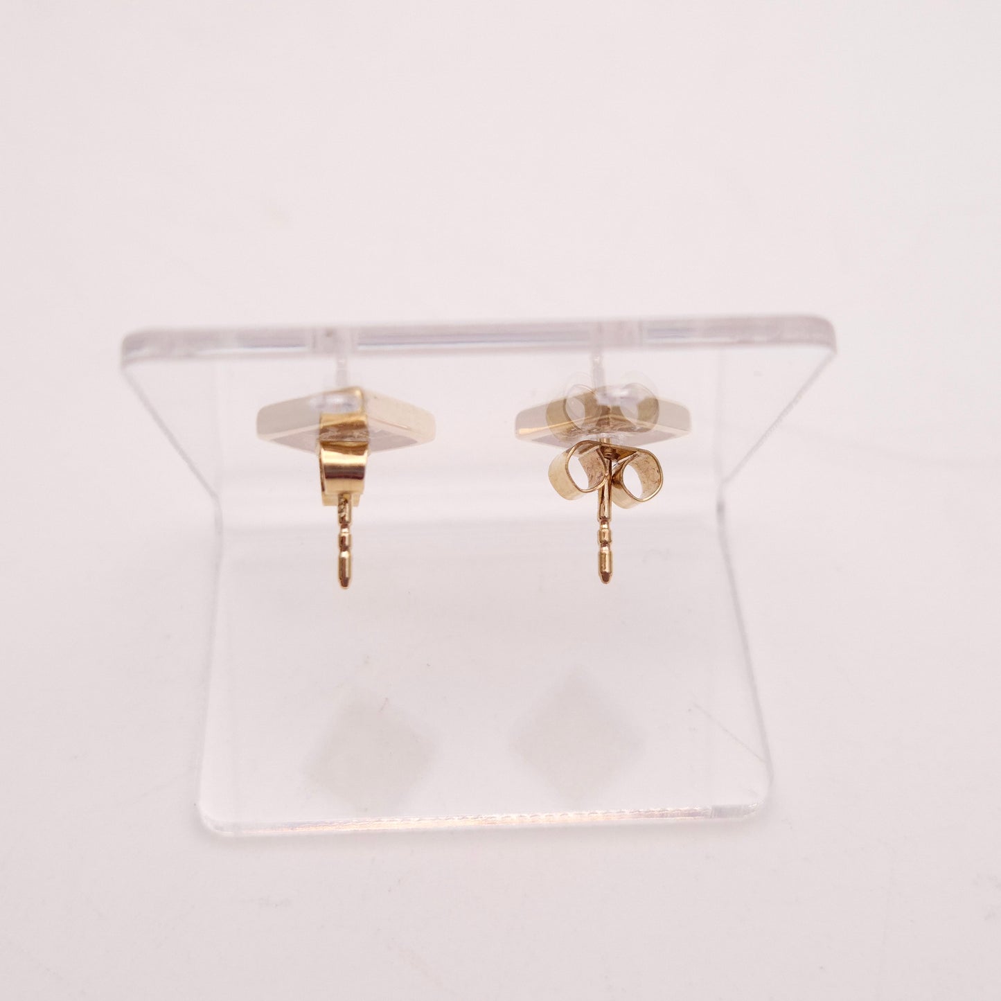 9ct Yellow Gold Four Stone Cubic Zirconia Square Stud Earrings