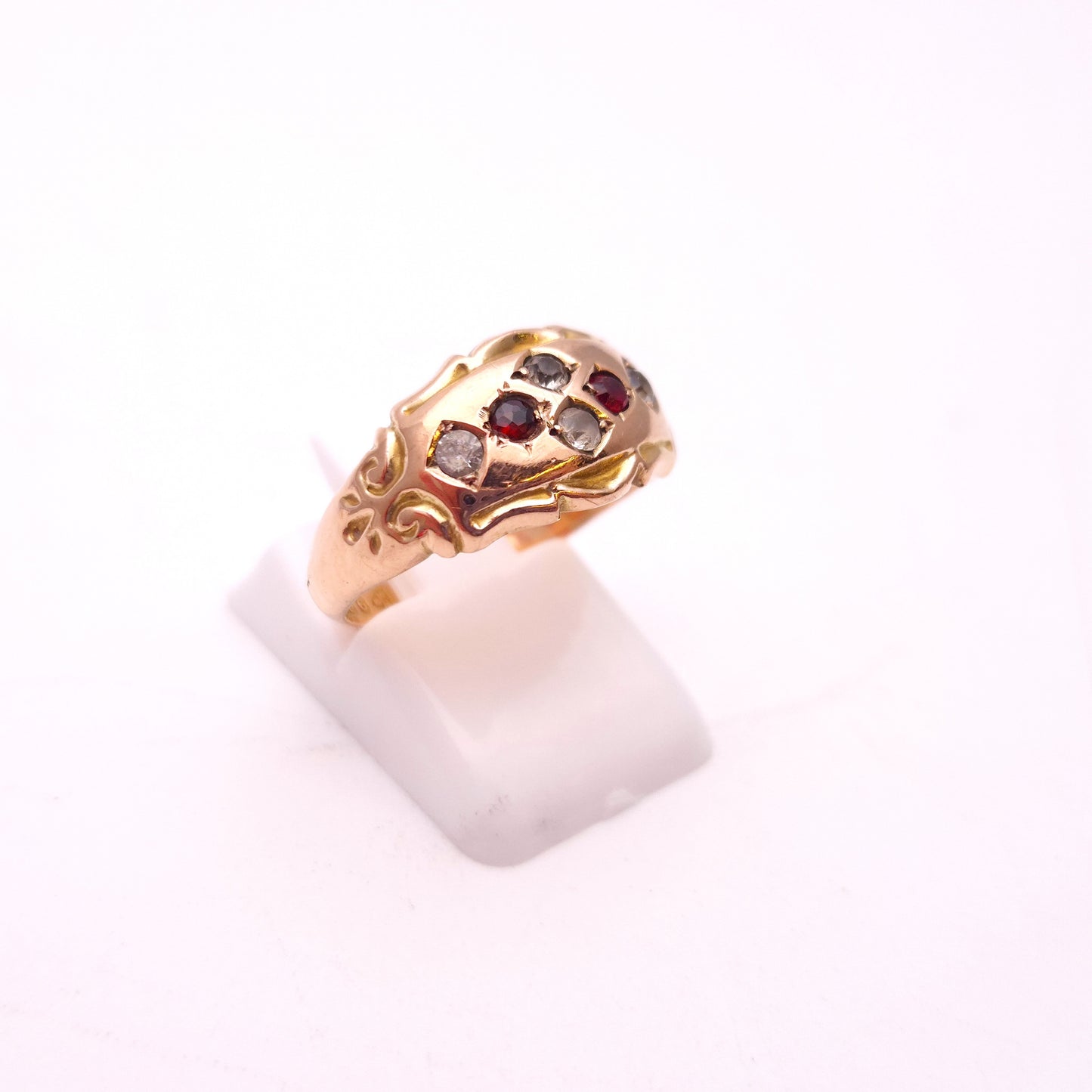 9ct Rose Gold Antique Garnet & Paste Stone Multi-Stone Ring