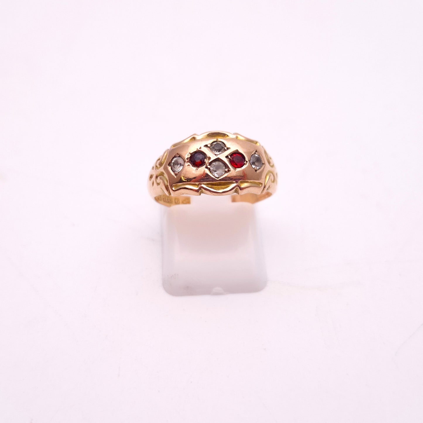 9ct Rose Gold Antique Garnet & Paste Stone Multi-Stone Ring