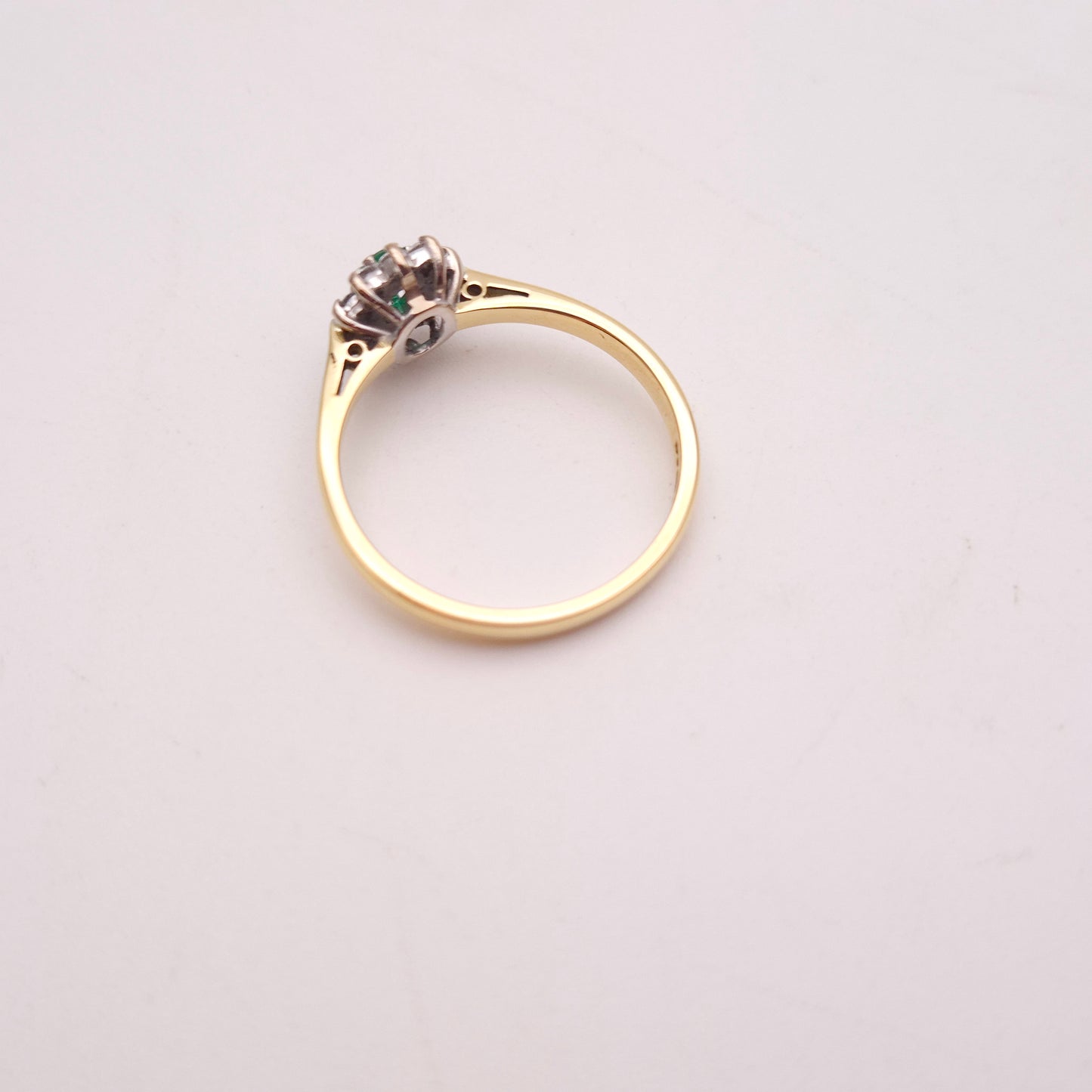 18ct Yellow Gold Traditional Emerald and Diamond Cluster Ring