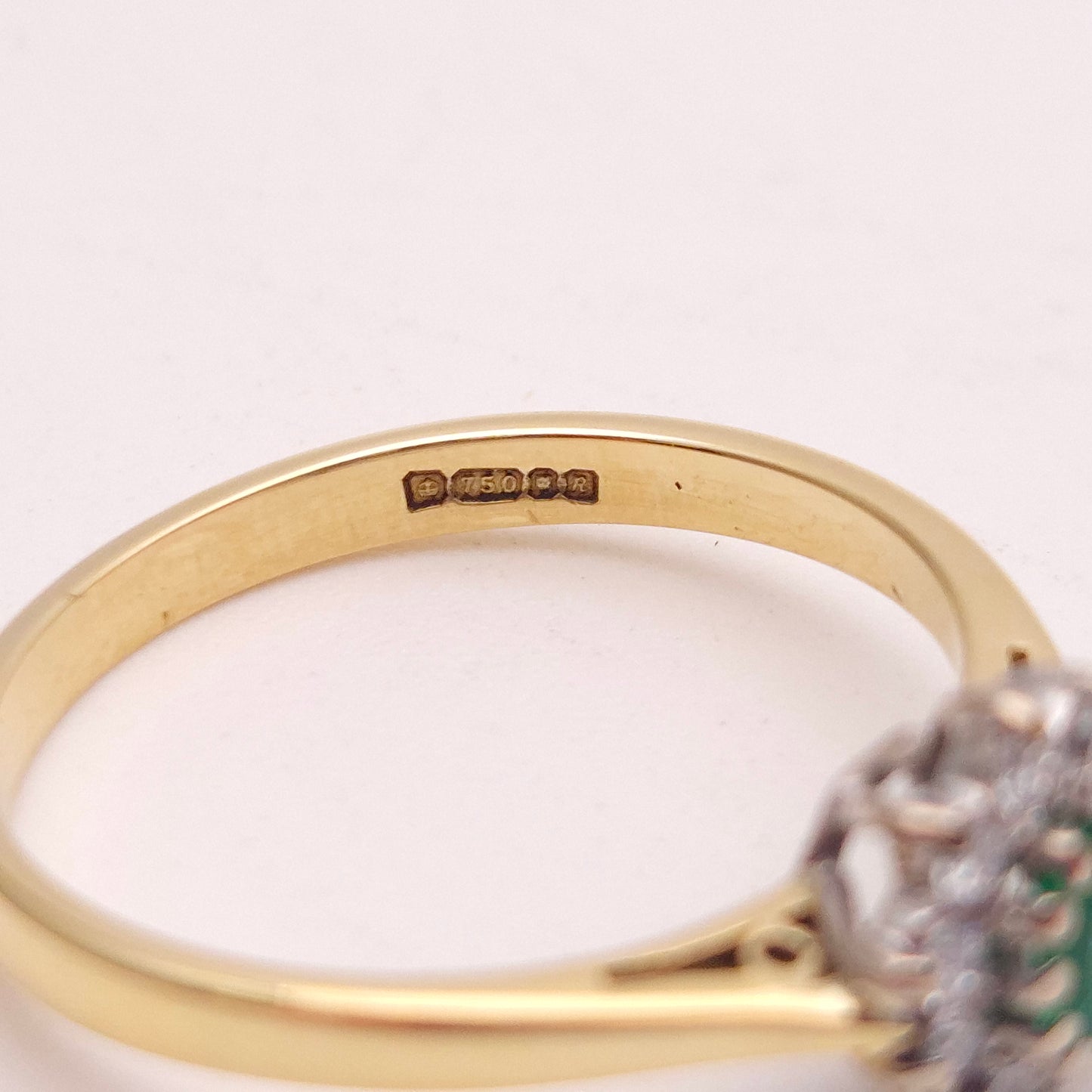 18ct Yellow Gold Traditional Emerald and Diamond Cluster Ring