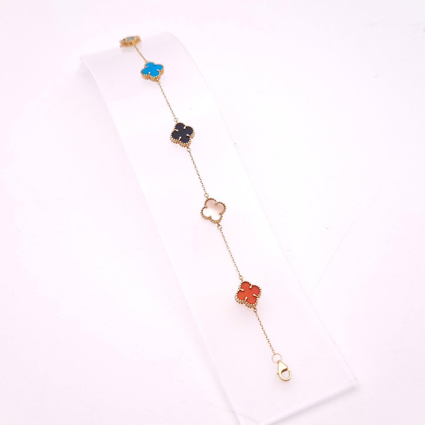 18ct Yellow Gold Multi Gemstone Fine Chain Bracelet