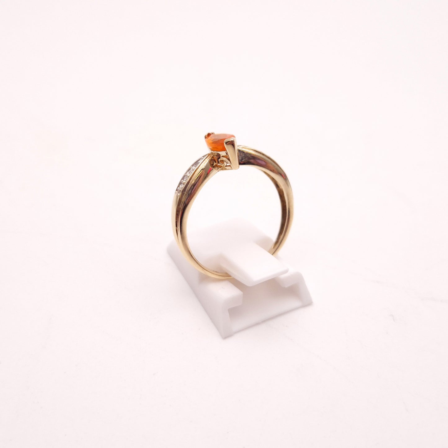 9ct Yellow Gold Fire Opal and Diamond Multi-Stone Ring (AF)