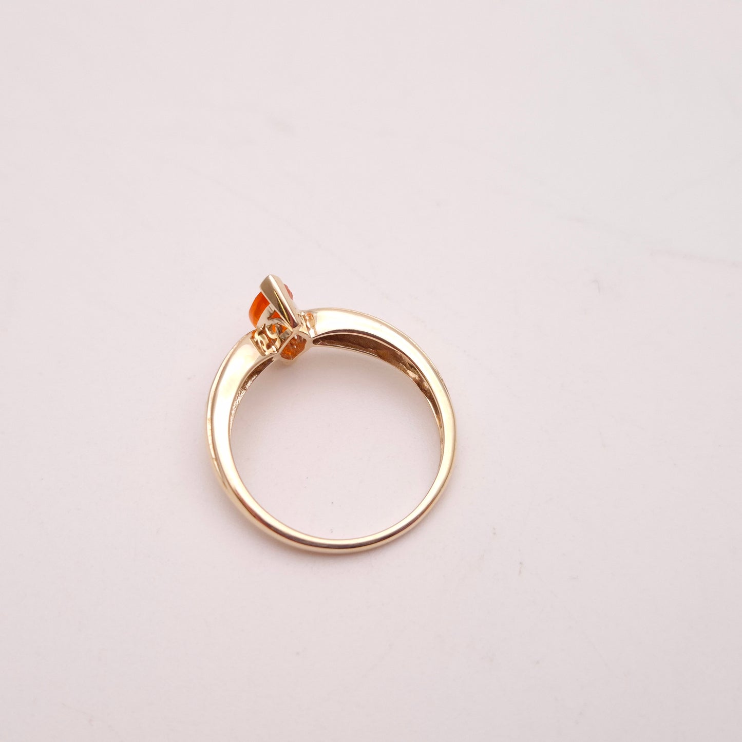 9ct Yellow Gold Fire Opal and Diamond Multi-Stone Ring (AF)