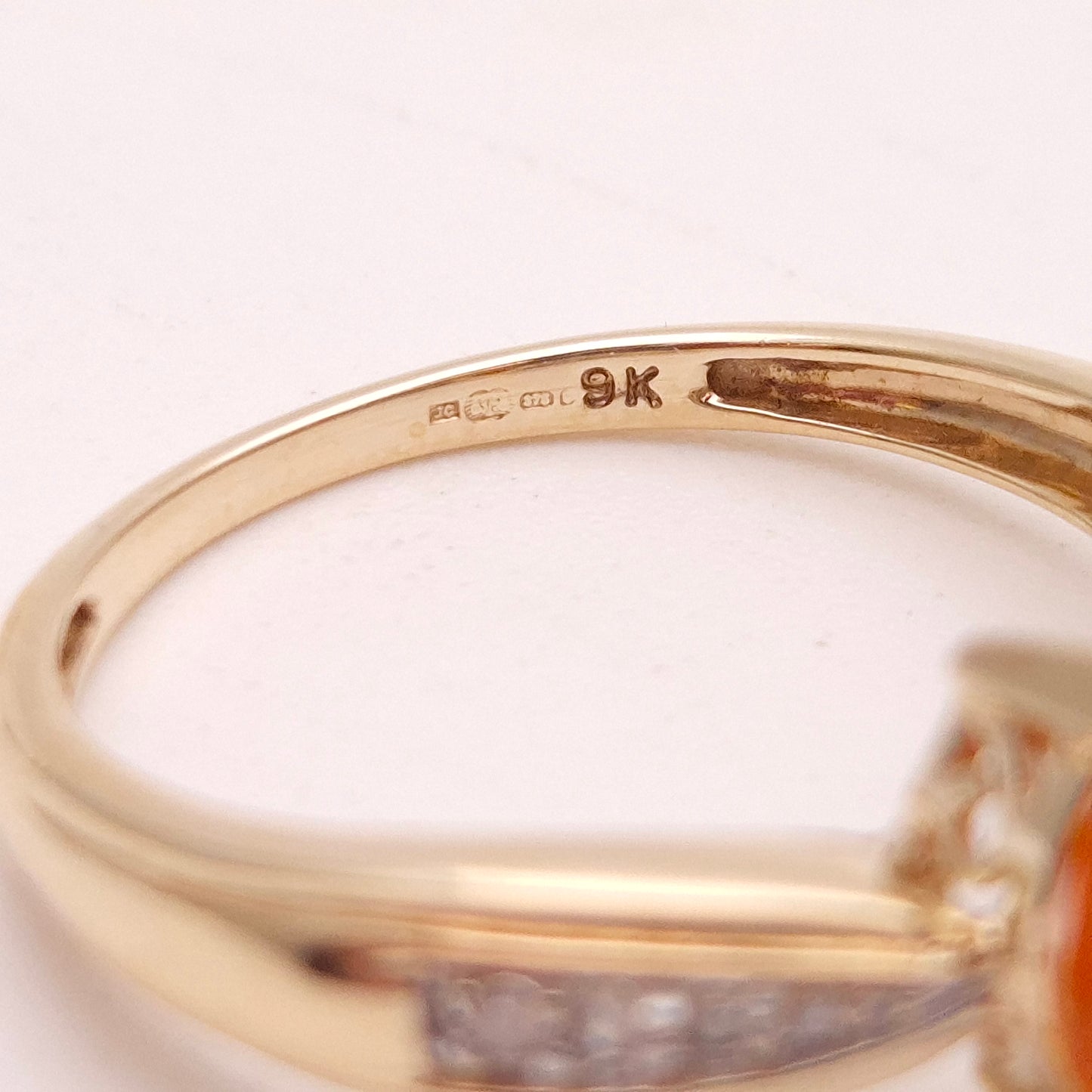 9ct Yellow Gold Fire Opal and Diamond Multi-Stone Ring (AF)