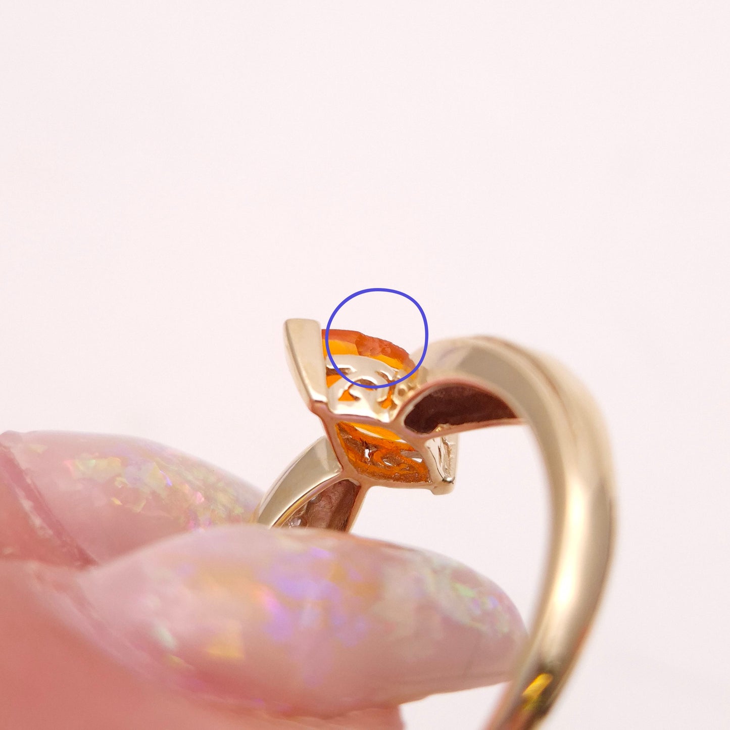 9ct Yellow Gold Fire Opal and Diamond Multi-Stone Ring (AF)