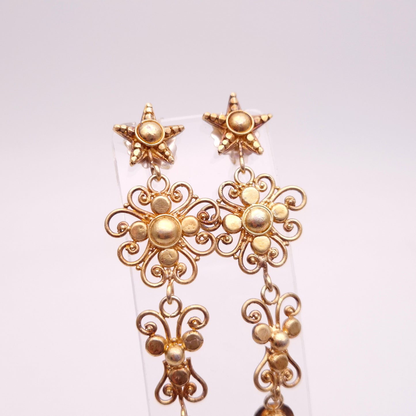 Sterling silver Gold Plated Etruscan Revival Style Extra Large Drop Earrings