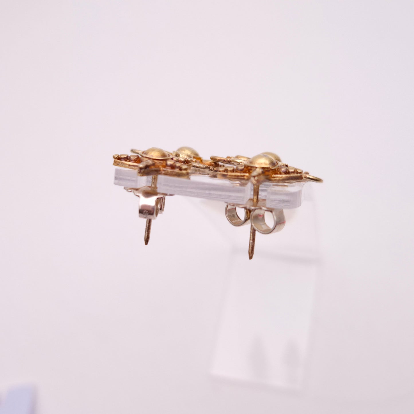 Sterling silver Gold Plated Etruscan Revival Style Extra Large Drop Earrings