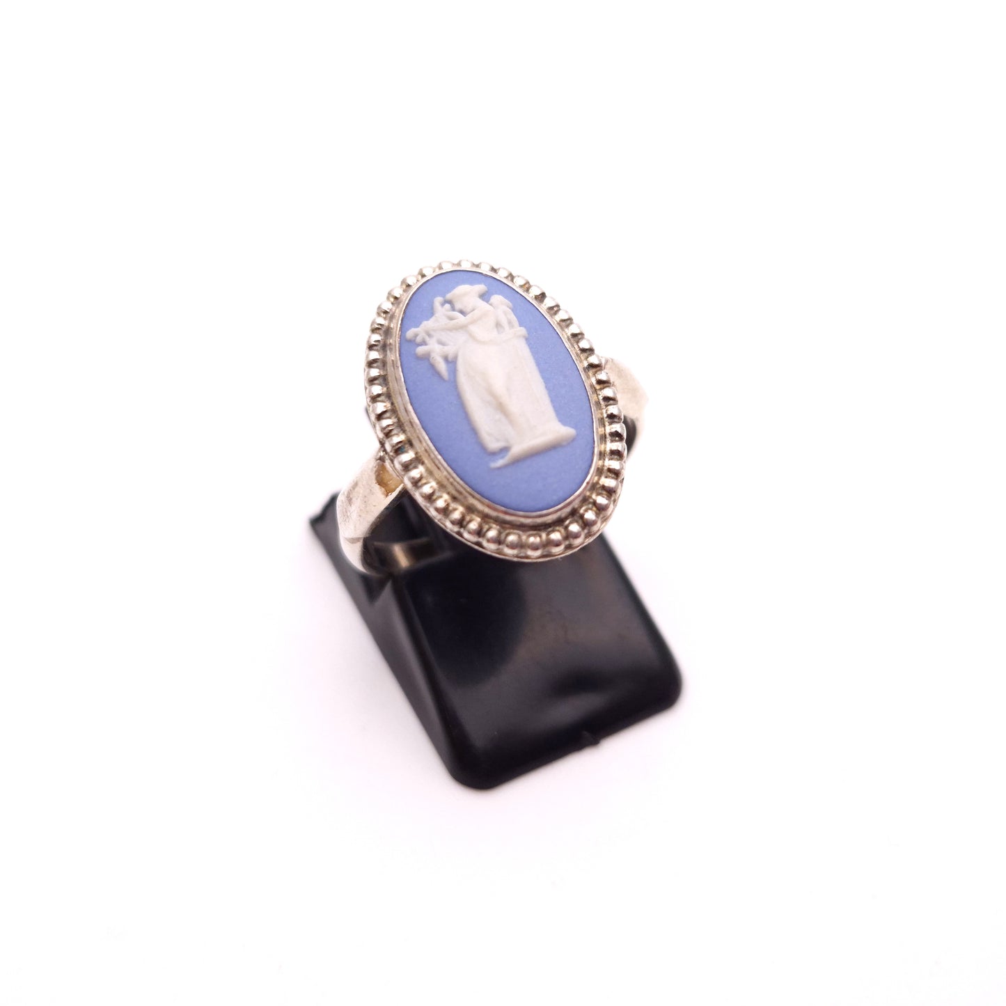 Sterling Silver Oval Wedgewood Pottery Panel Ring