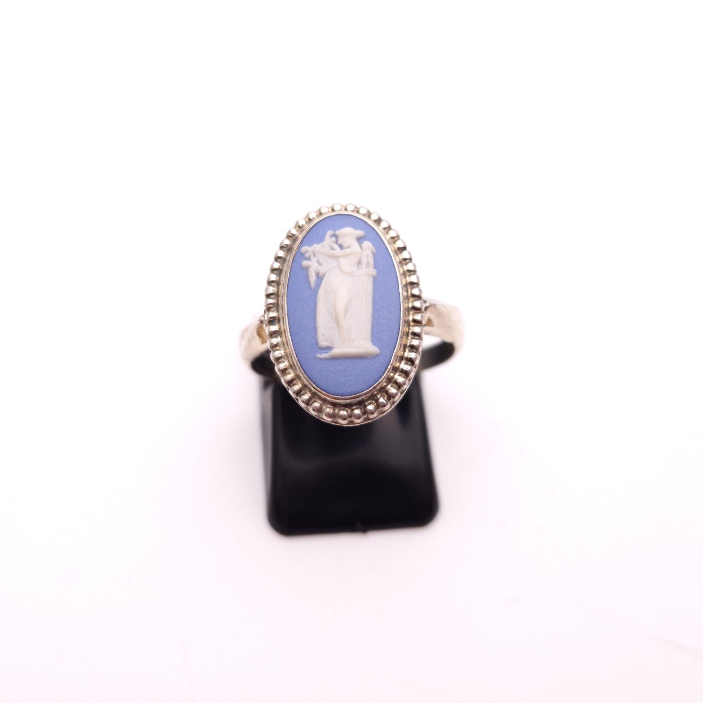 Sterling Silver Oval Wedgewood Pottery Panel Ring