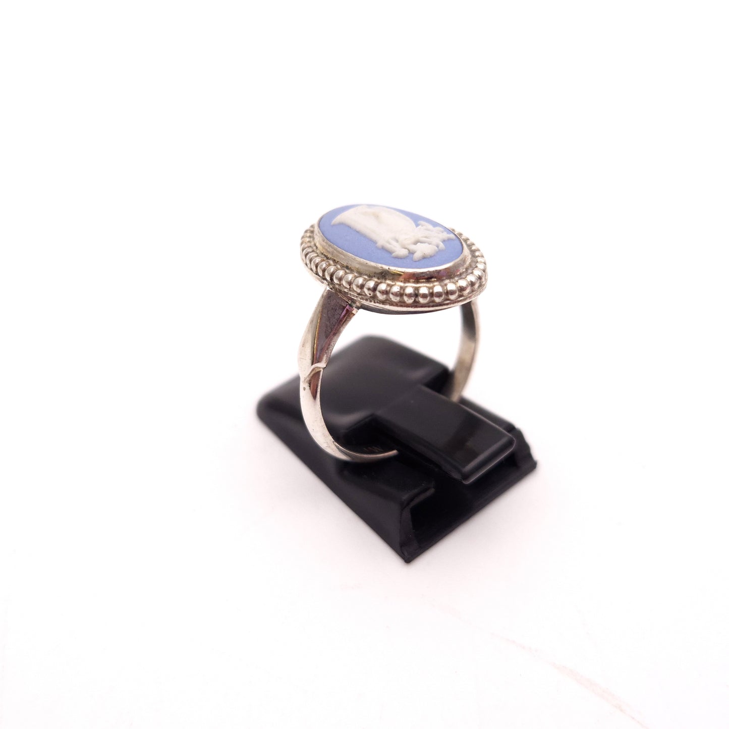 Sterling Silver Oval Wedgewood Pottery Panel Ring