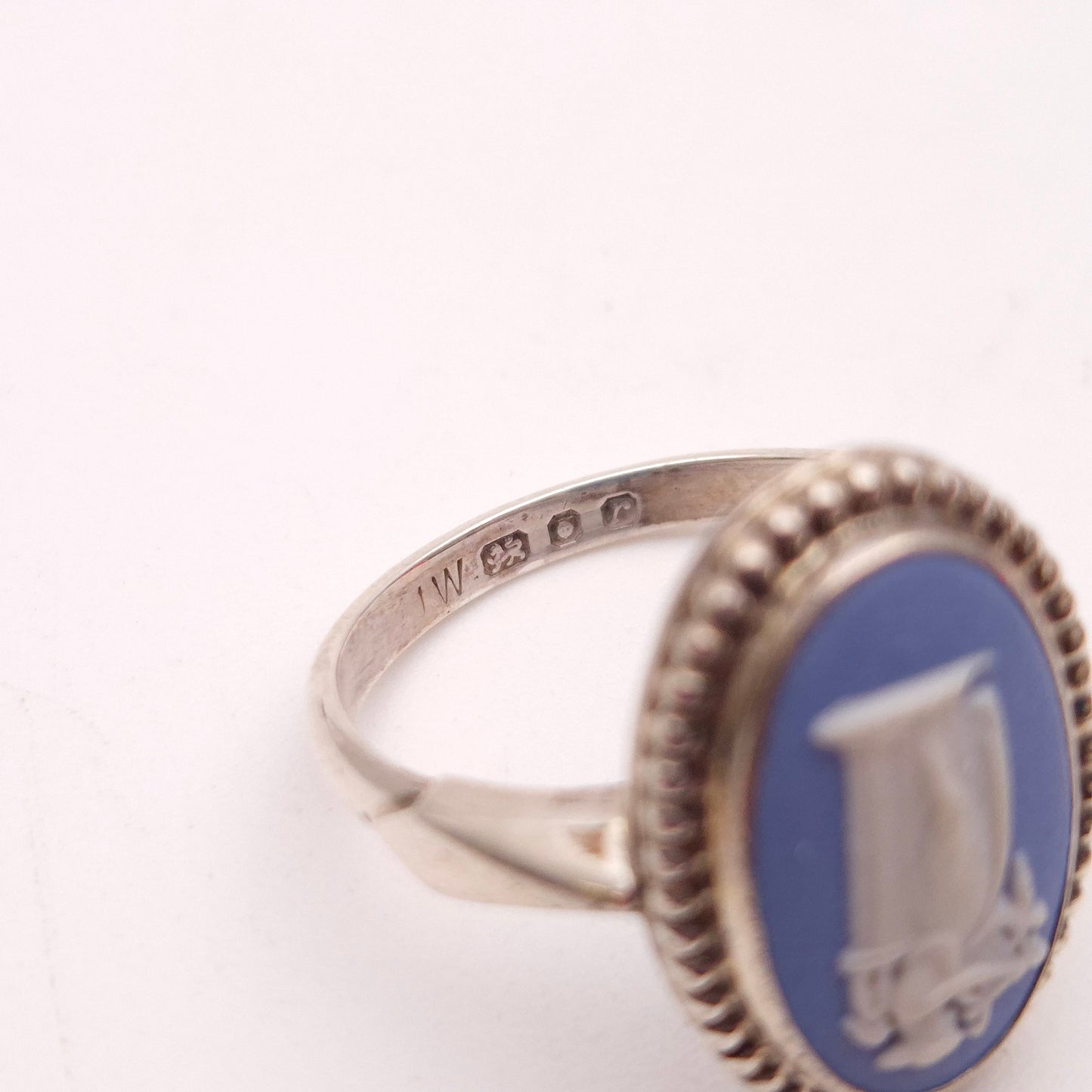 Sterling Silver Oval Wedgewood Pottery Panel Ring