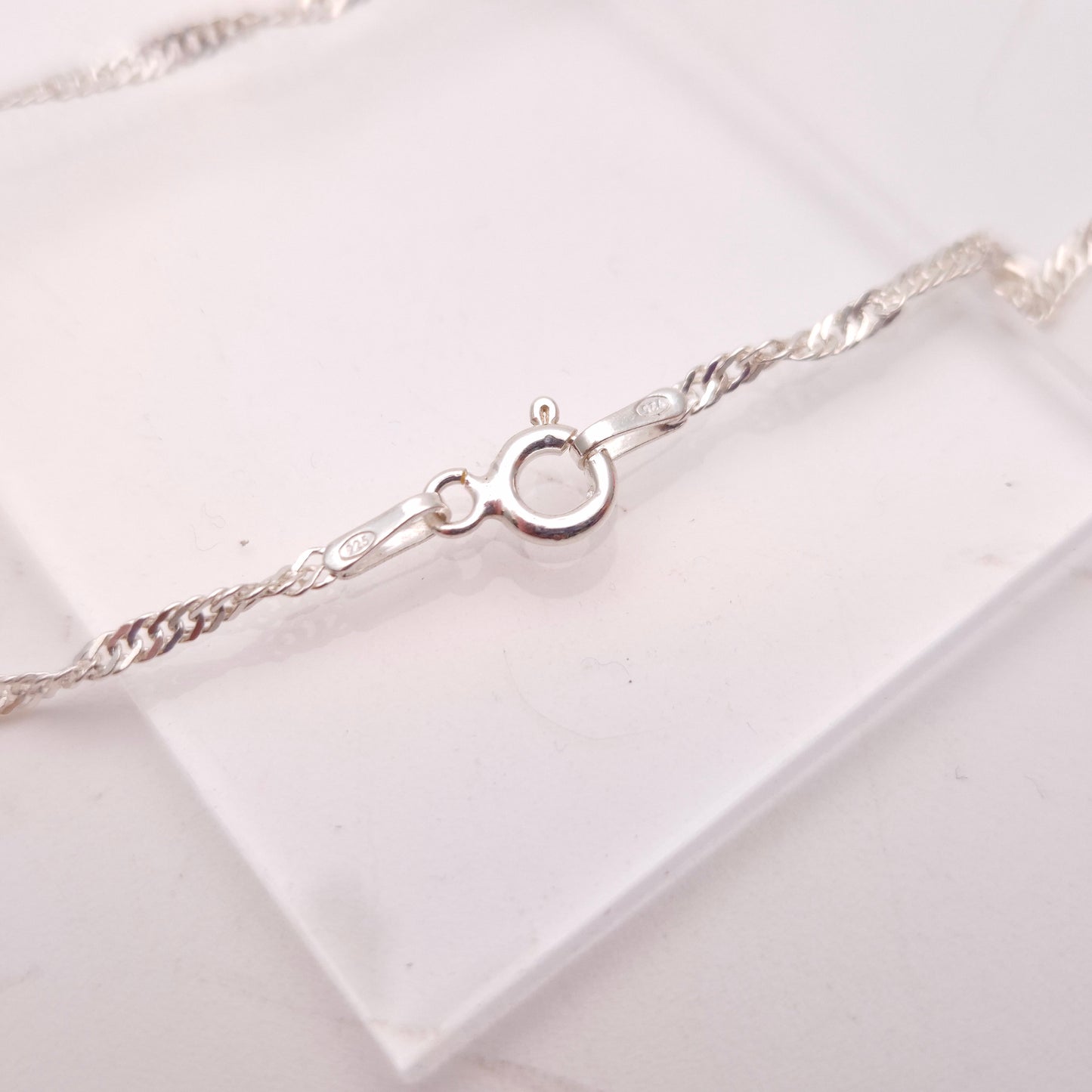 Sterling Silver Multi-Tone Blue Enamel Wave Pendant and Chain Necklace
