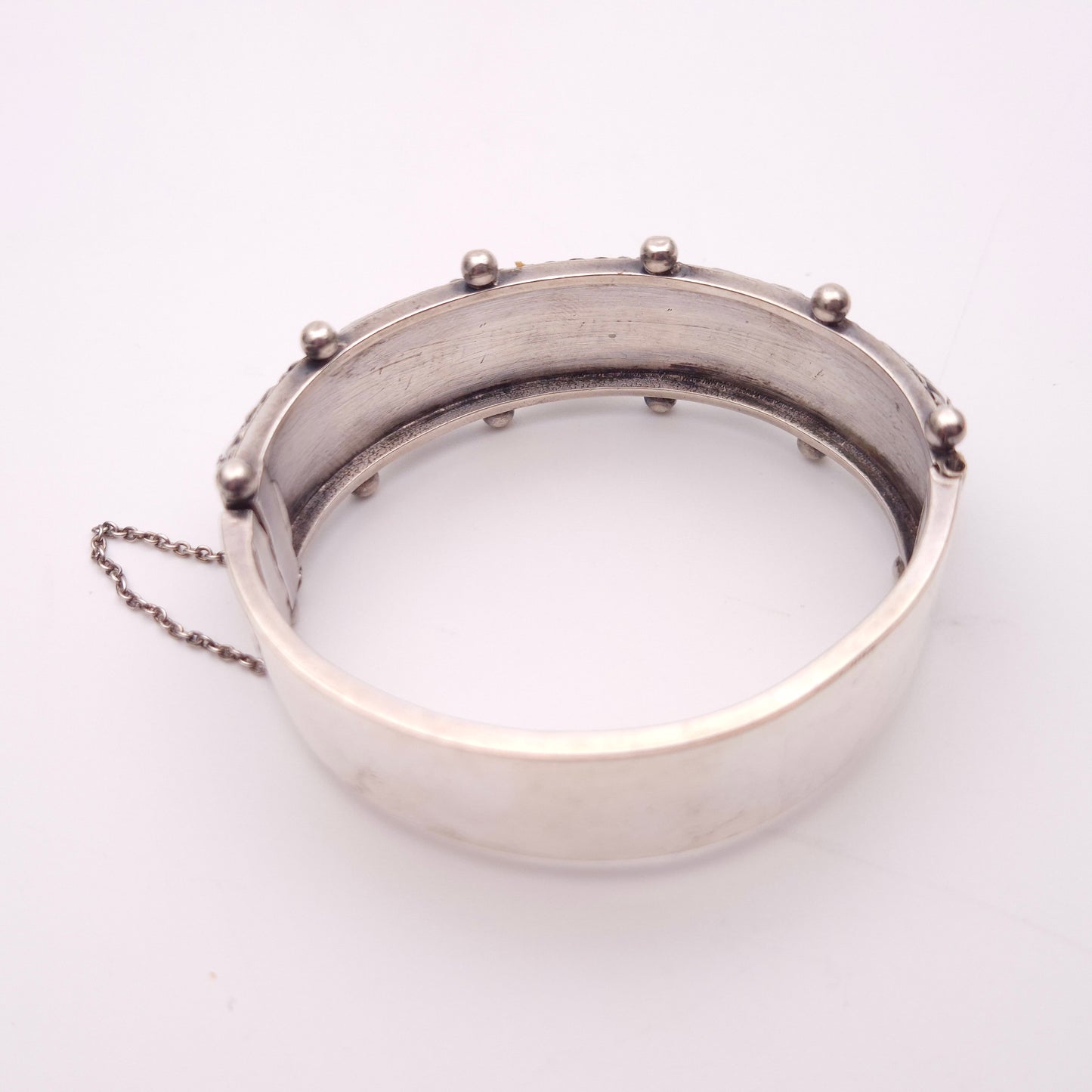 Sterling Silver Vintage Unique / Unusual Pyramid Domed Bangle