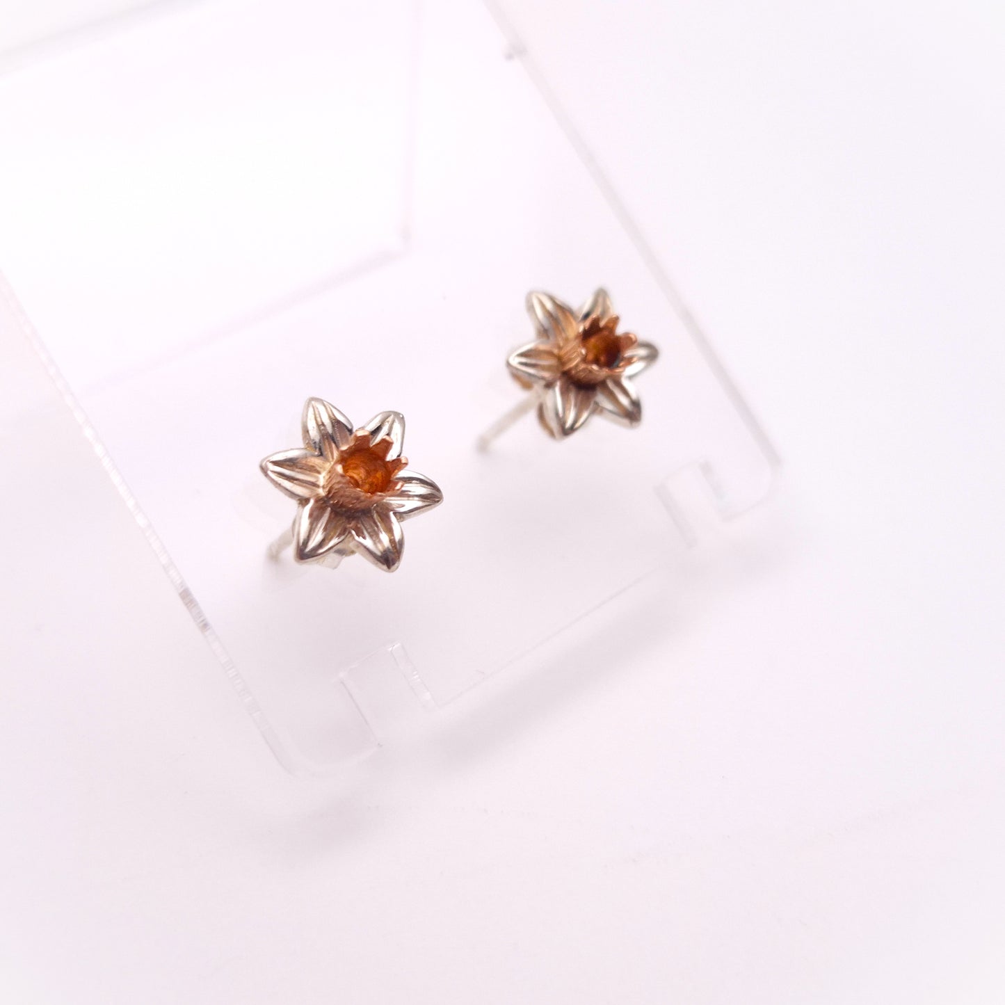 Sterling Silver and Rose Gold Clogau Daffodil Stud Earrings