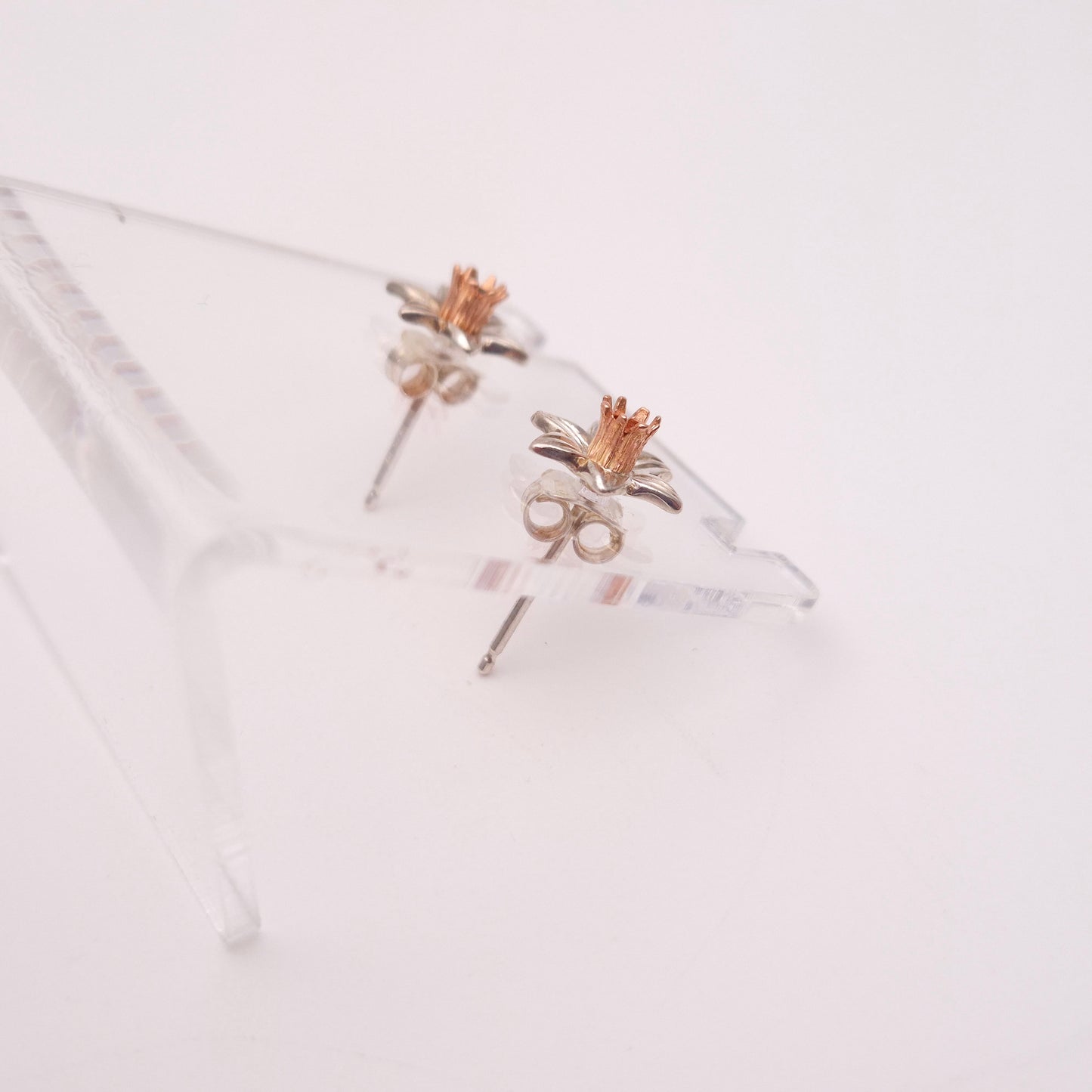 Sterling Silver and Rose Gold Clogau Daffodil Stud Earrings