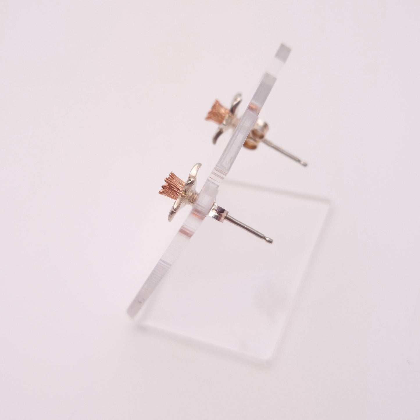 Sterling Silver and Rose Gold Clogau Daffodil Stud Earrings