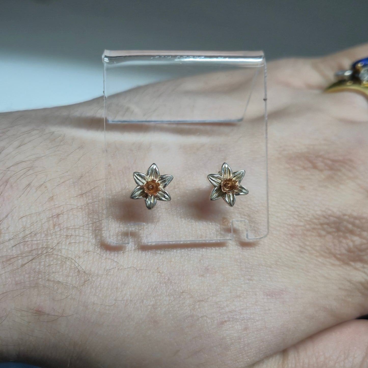 Sterling Silver and Rose Gold Clogau Daffodil Stud Earrings