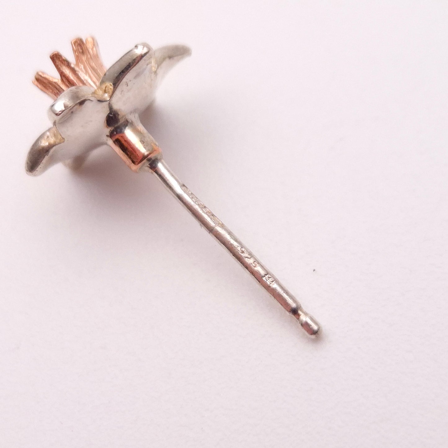 Sterling Silver and Rose Gold Clogau Daffodil Stud Earrings