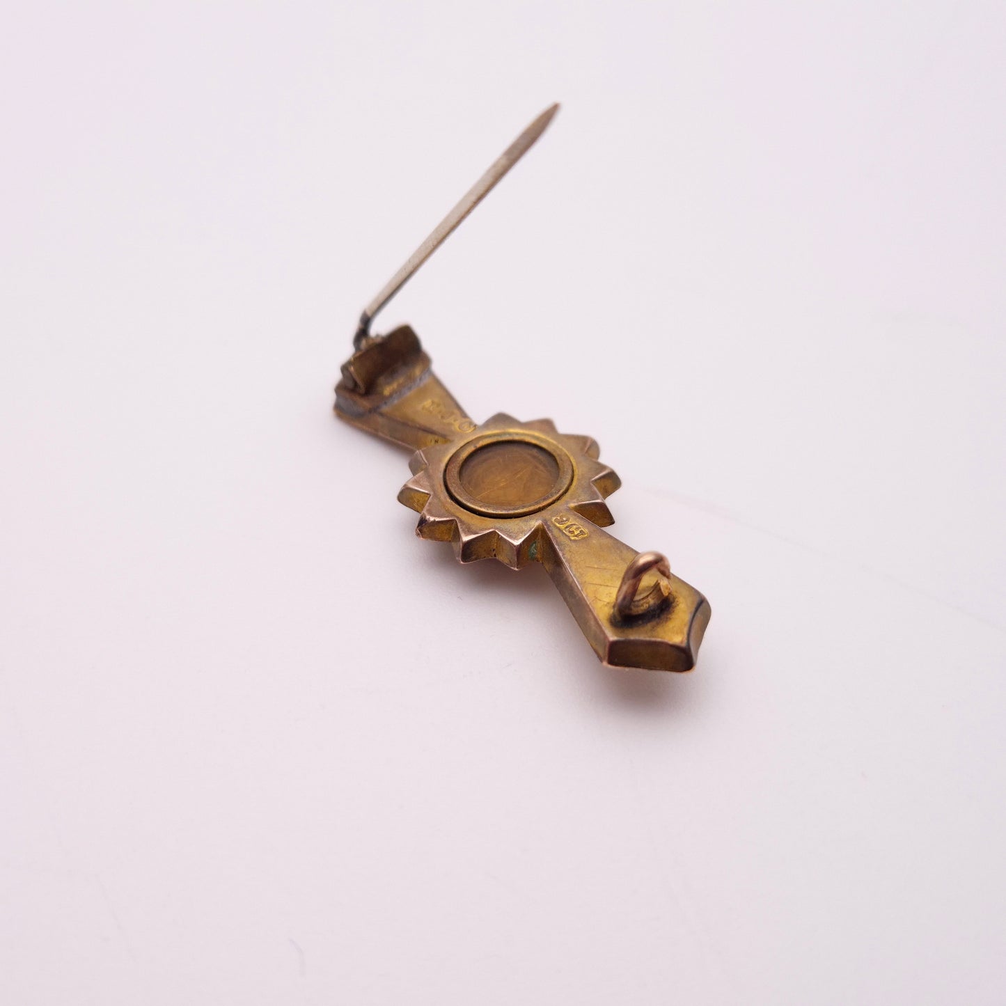 9ct Yellow Gold Ruby and Pearl Antique Mourning Style Brooch