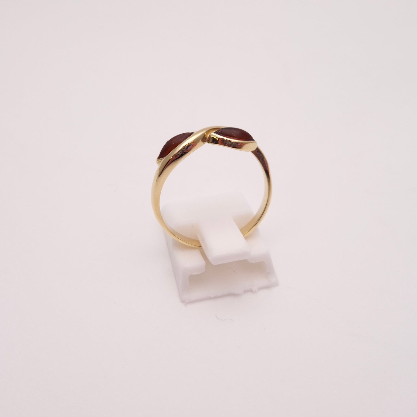 9ct Yellow Gold Vintage Two Stone Marquise Shaped Amber Wave Ring