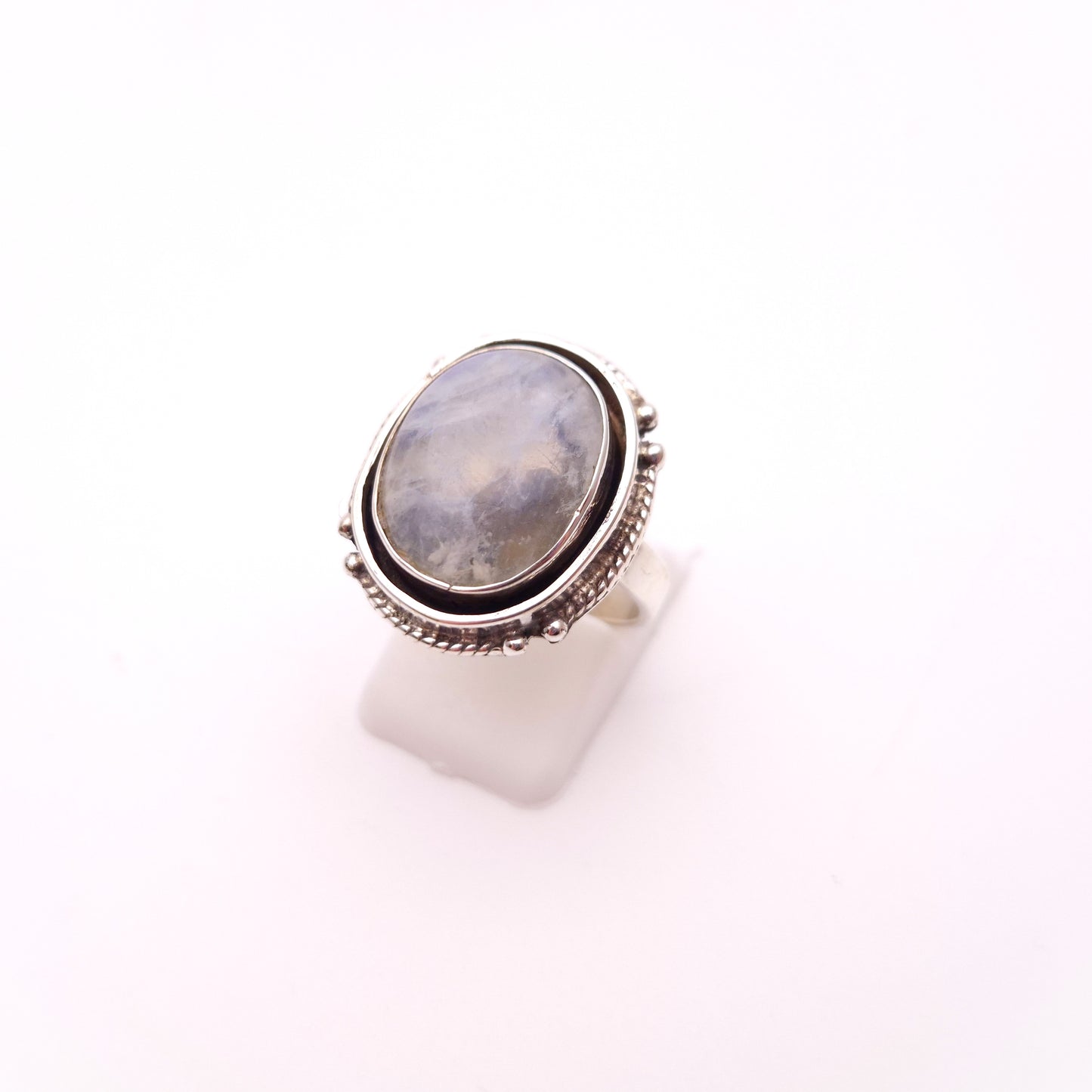 Sterling Silver Large Chunky Labradorite Oval Solitaire Ring