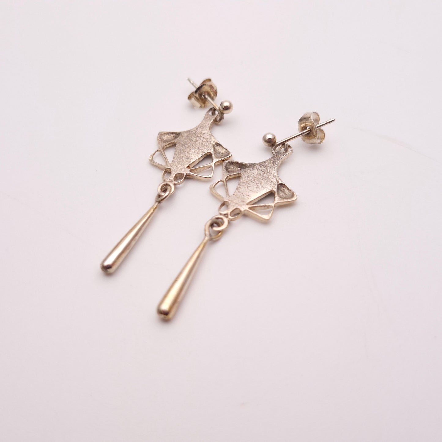 Sterling Silver Pat Cheney Enamel Art Deco Style Earrings