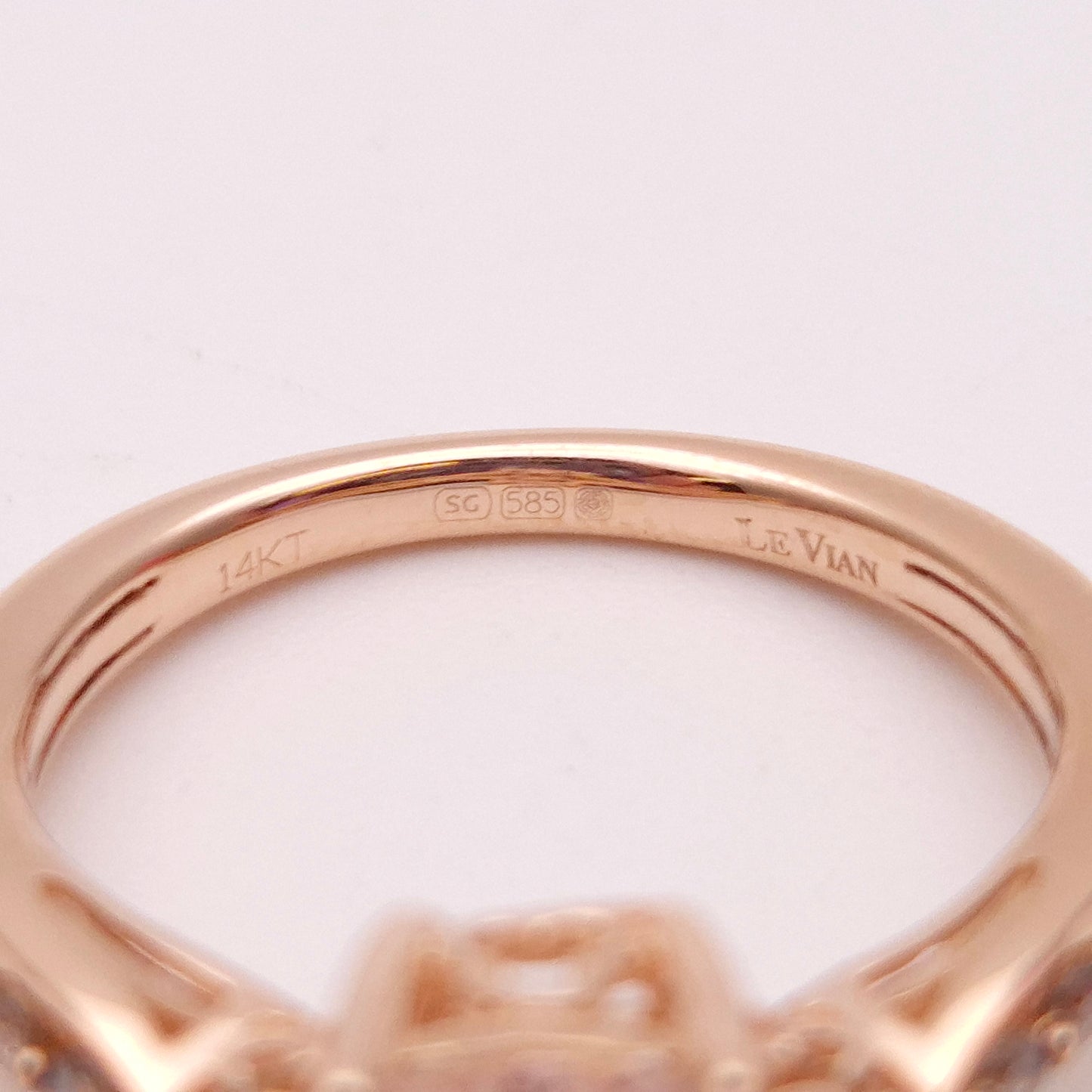 14ct Rose Gold Cushion Cut Morganite and Diamond Shoulders Ring
