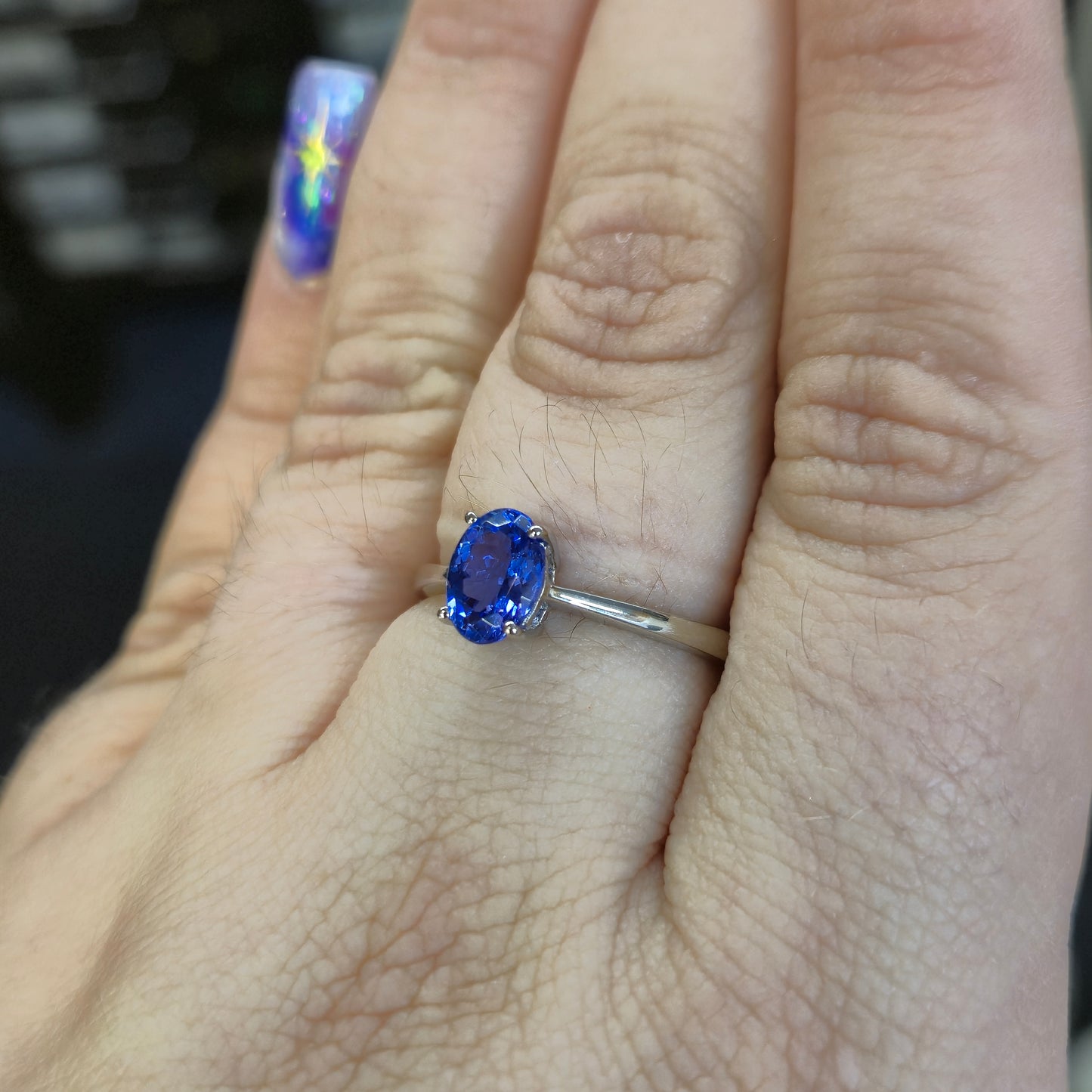 Platinum 950 Oval Cut Tanzanite Solitaire Ring