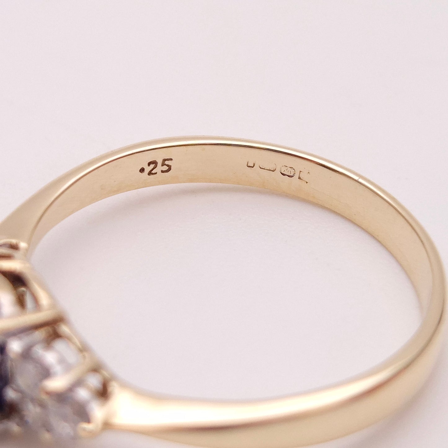 9ct Yellow Gold Oval Blue Sapphire and 0.25tcw Diamond Shoulders Ring
