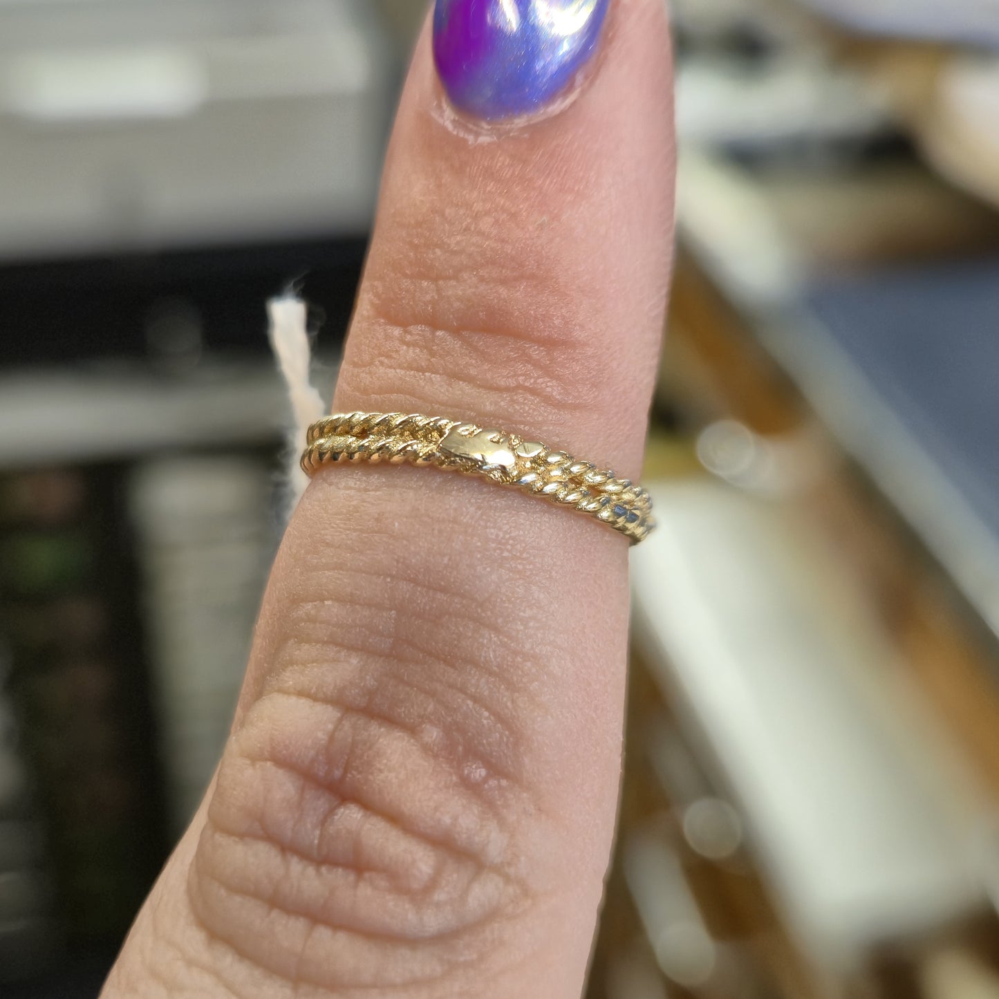 9ct Yellow Gold Rope Effect Ruby and Diamond Multi-Stone Unusual Ring