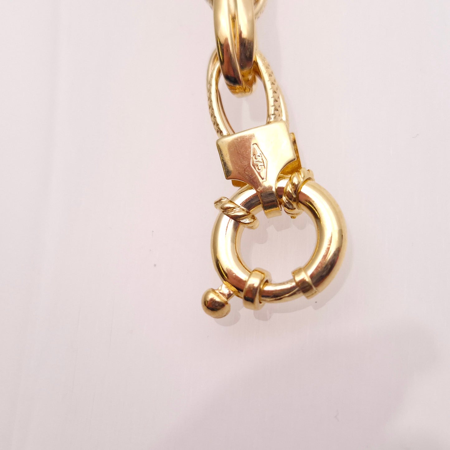 9ct Yellow Gold Double Link Mixed Texture Oval Belcher Bracelet