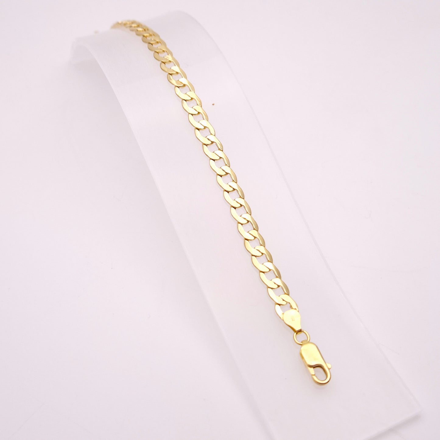 18ct Yellow Gold Flat Curb Hollow Link Long Bracelet