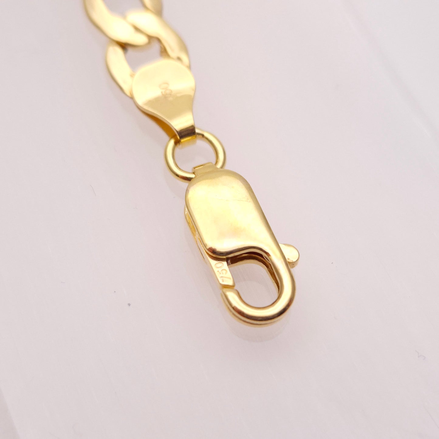 18ct Yellow Gold Flat Curb Hollow Link Long Bracelet