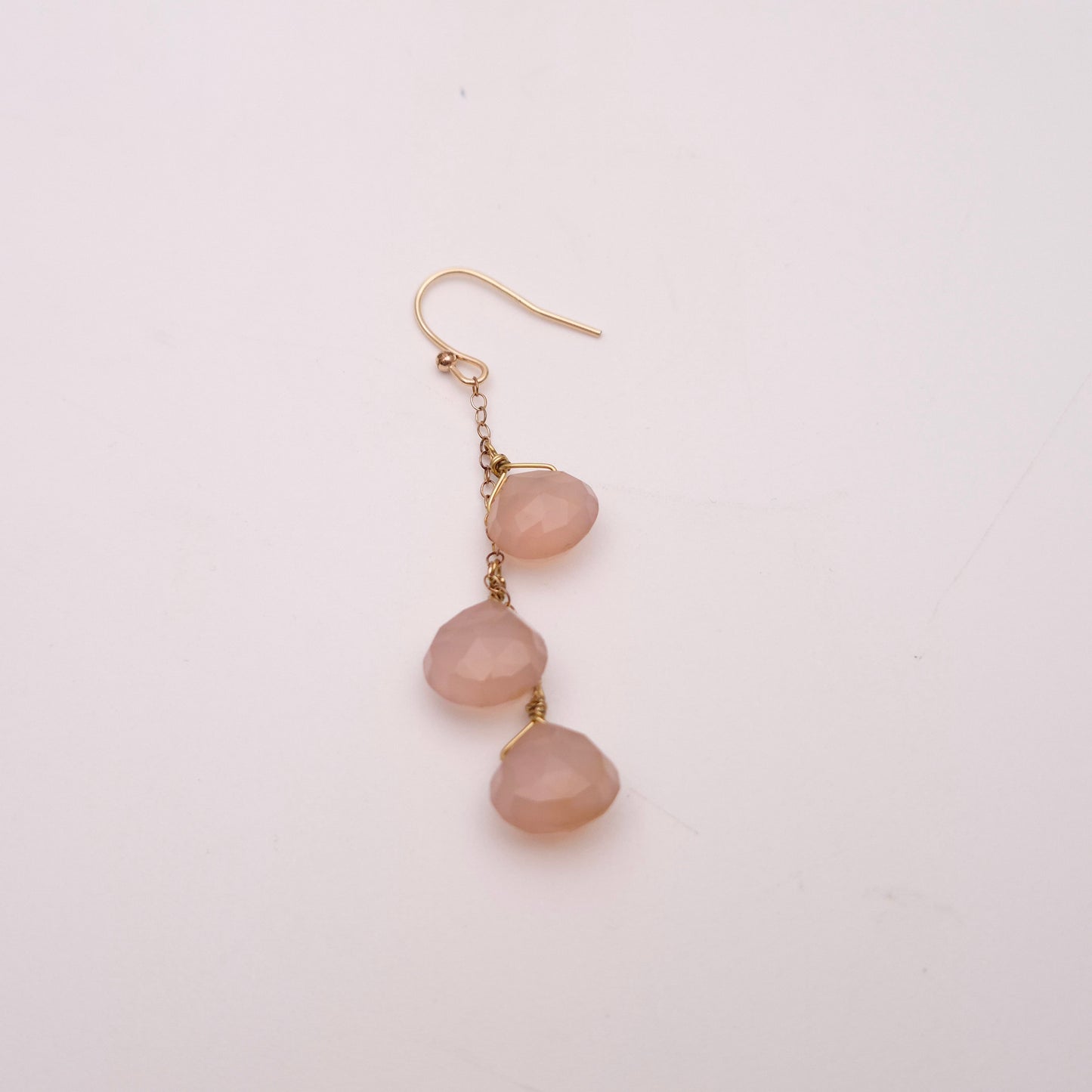 9ct Yellow Gold Rose Quartz Faceted Bead Drop Earrings