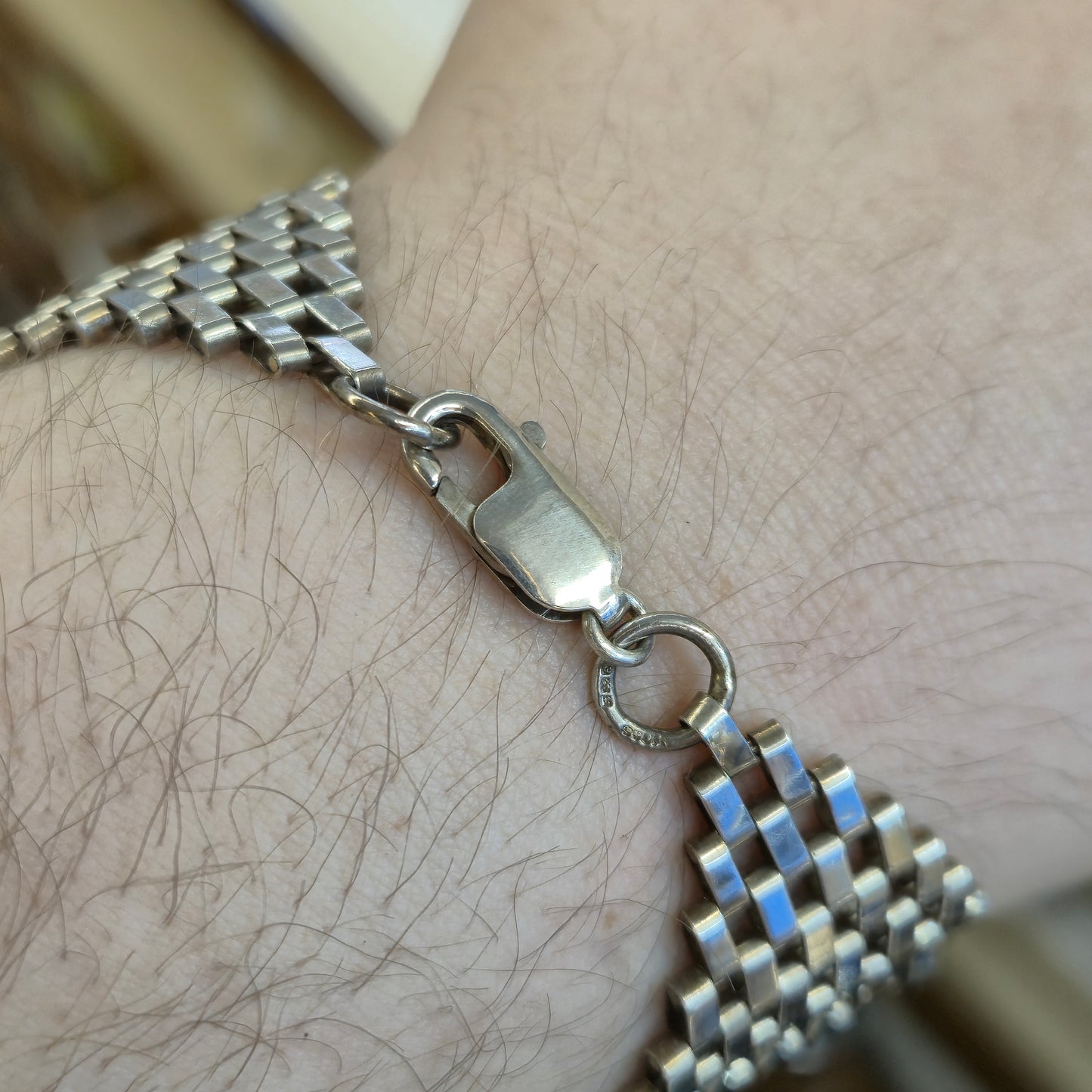 Sterling Silver Extra Wide Twist Link Gate Bracelet