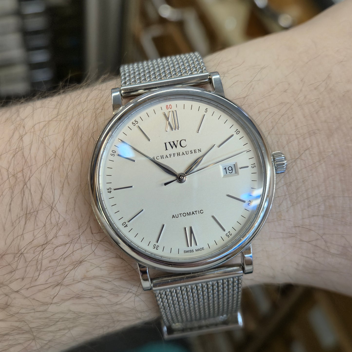 Gents 2013 IWC Schaffhausen 40mm Portofino Chrome Stainless Steel Watch
