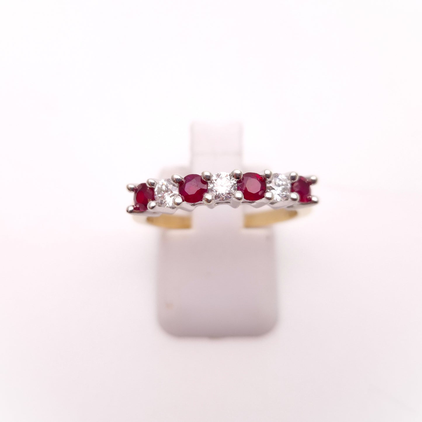 9ct Yellow Gold Ruby and Diamond Multistone Half Eternity Ring