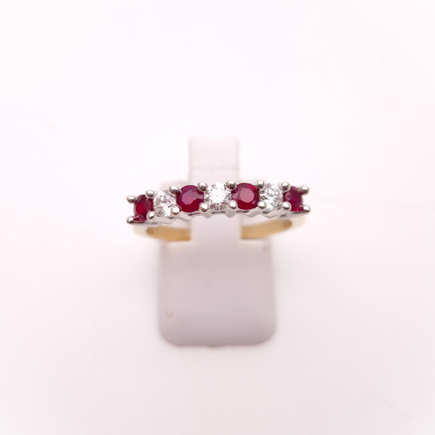 9ct Yellow Gold Ruby and Diamond Multistone Half Eternity Ring