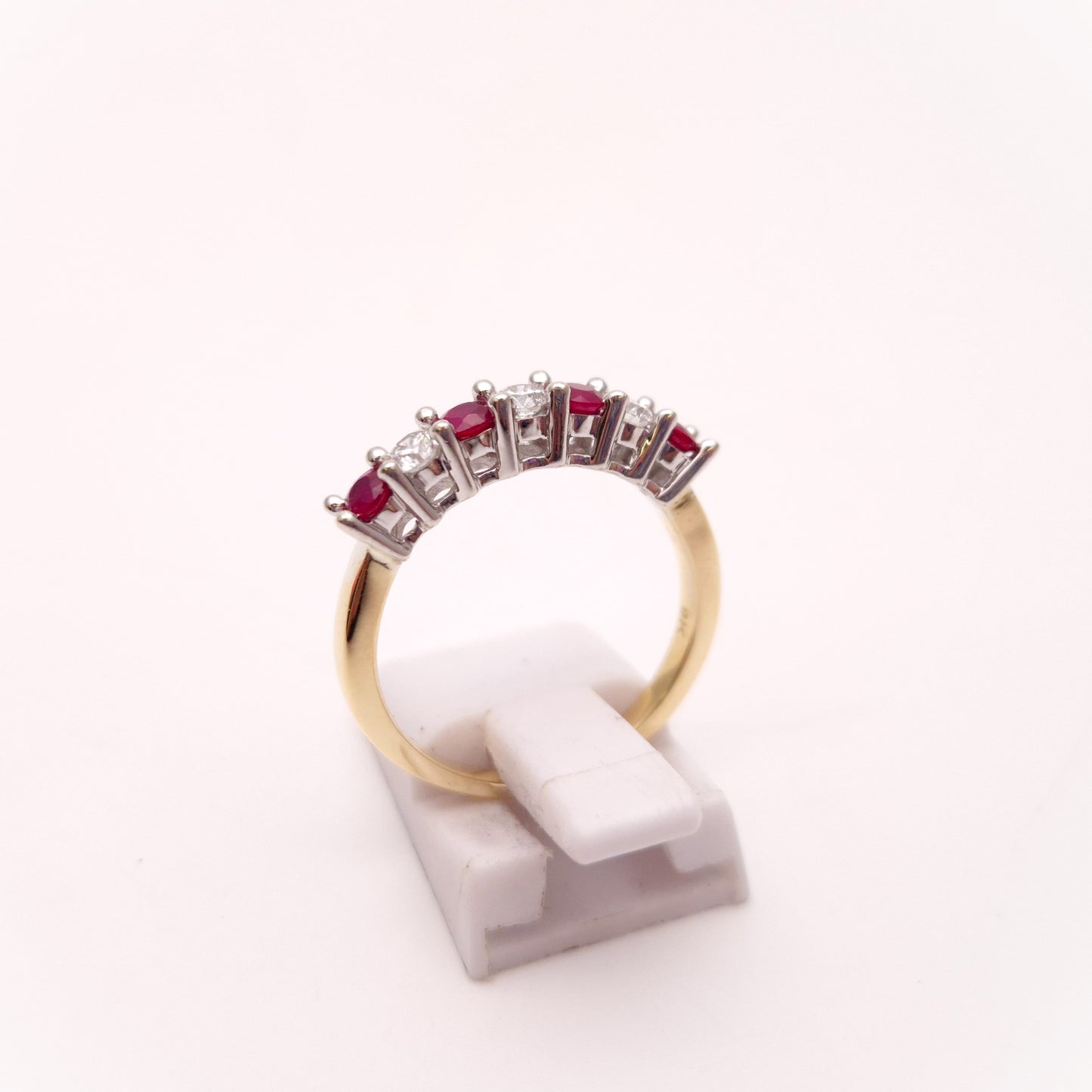9ct Yellow Gold Ruby and Diamond Multistone Half Eternity Ring
