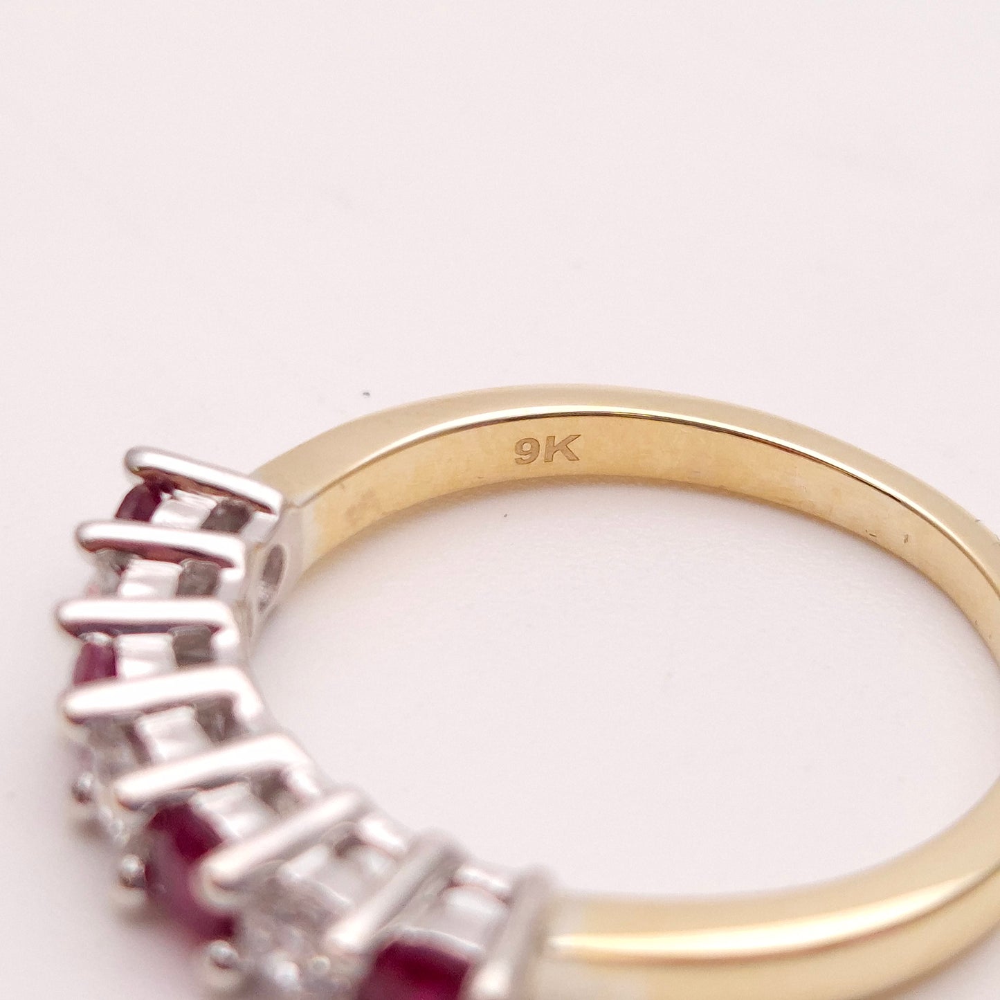 9ct Yellow Gold Ruby and Diamond Multistone Half Eternity Ring