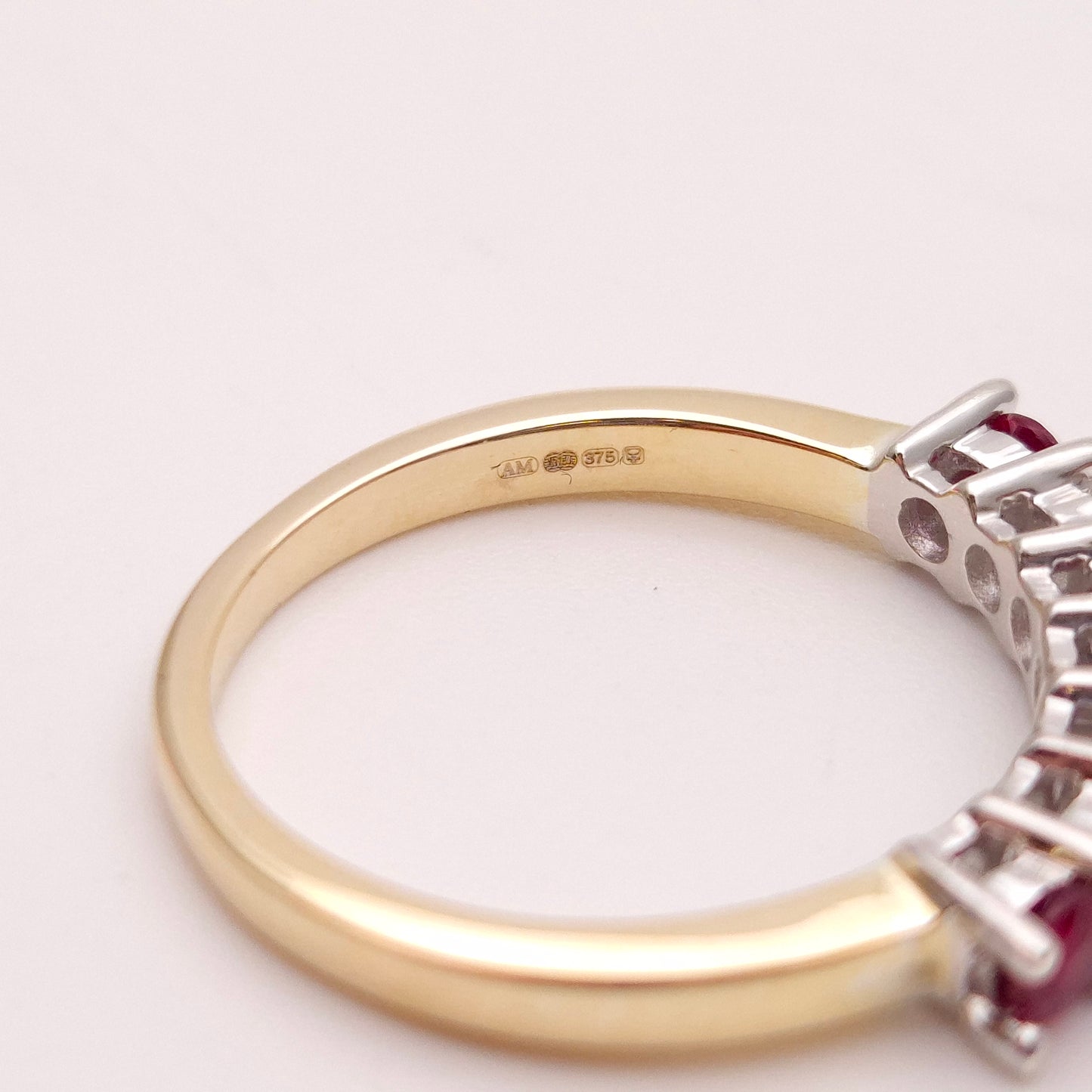 9ct Yellow Gold Ruby and Diamond Multistone Half Eternity Ring