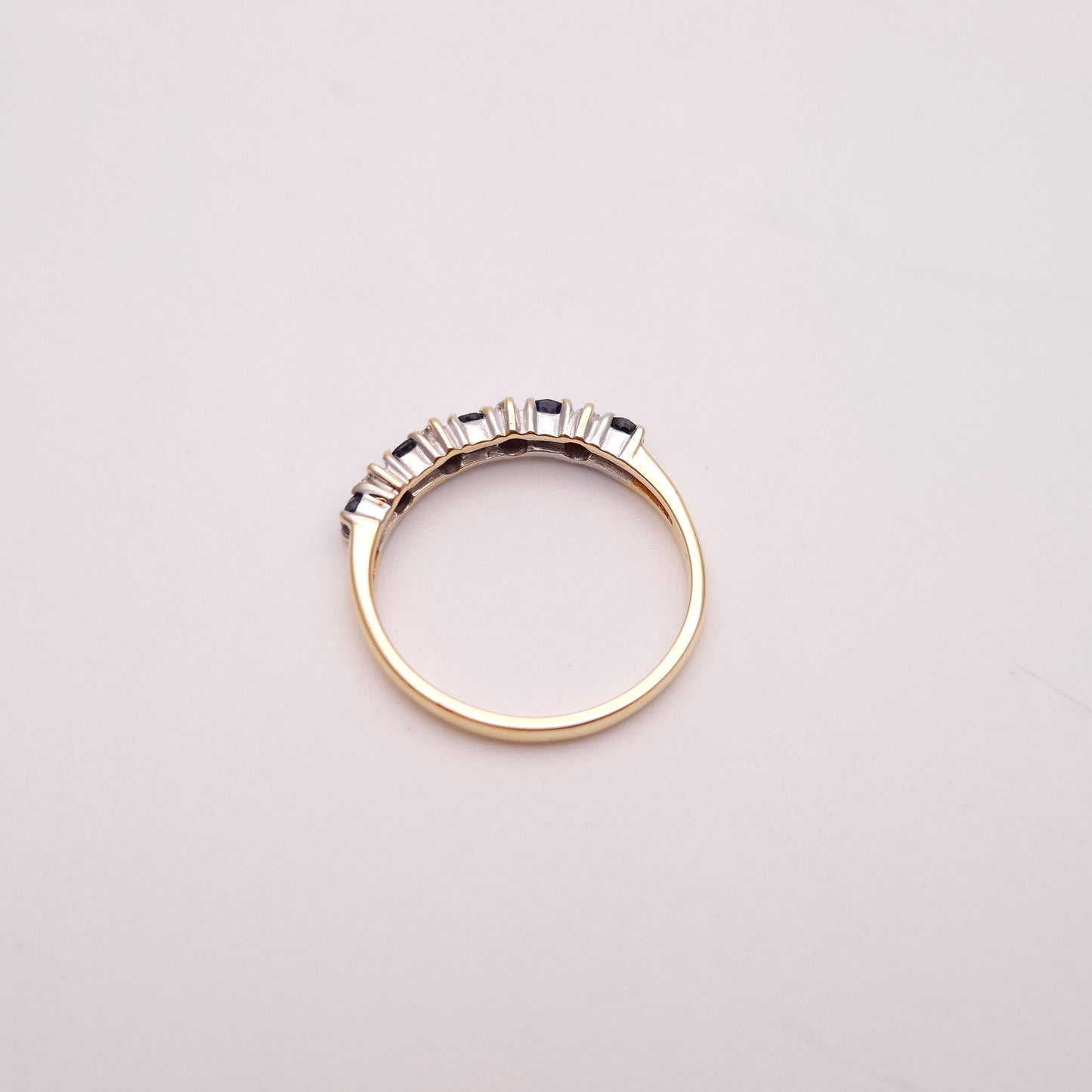 9ct Yellow Gold Sapphire and Diamond Half Eternity Row Ring