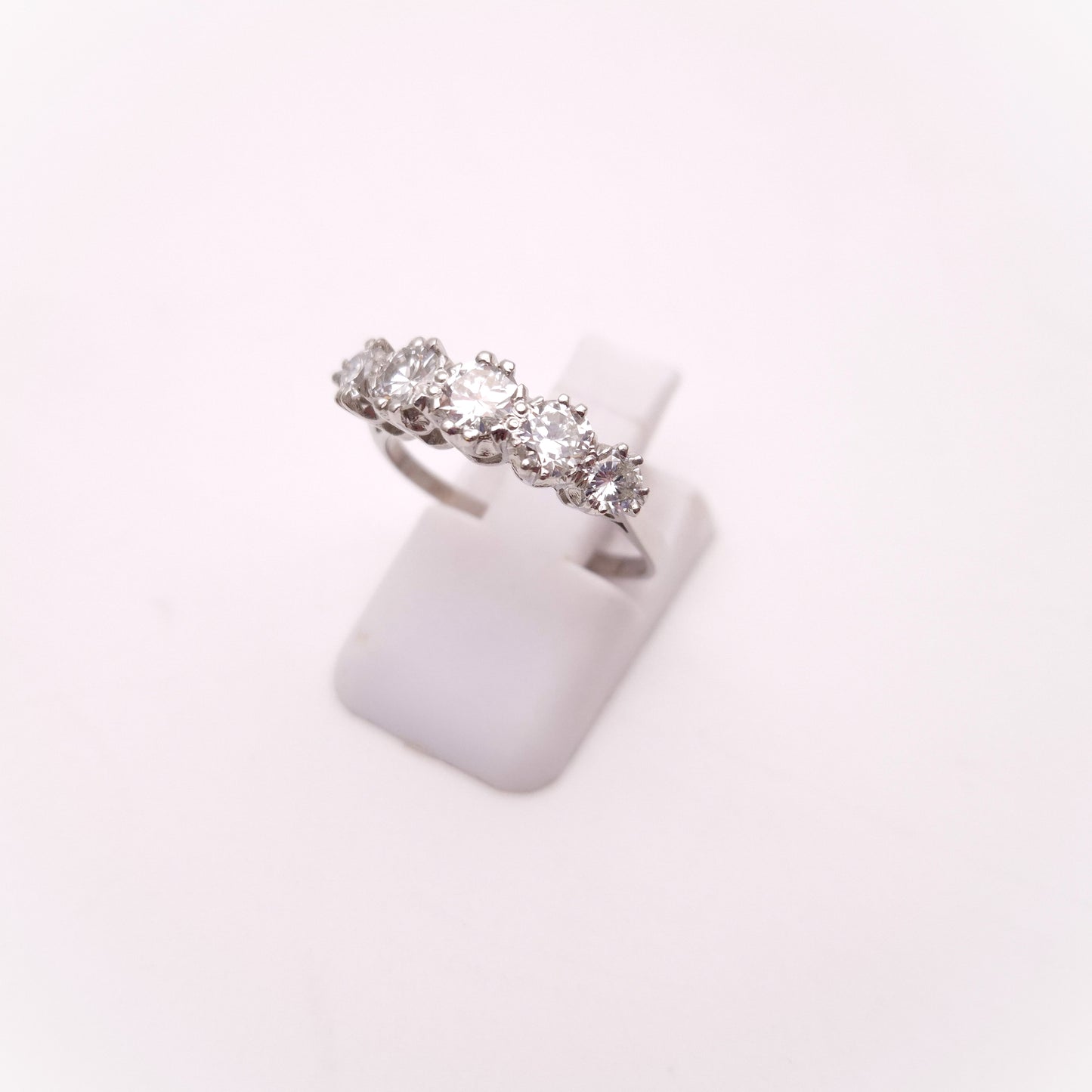 Platinum Antique Five Stone Old Cut Diamond Row Ring