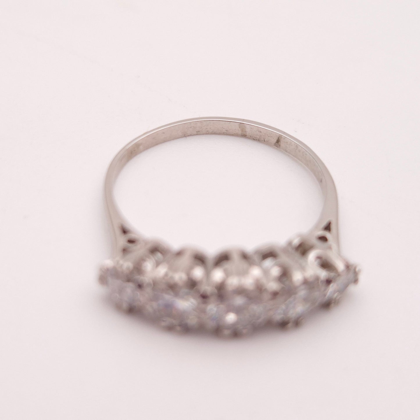 Platinum Antique Five Stone Old Cut Diamond Row Ring